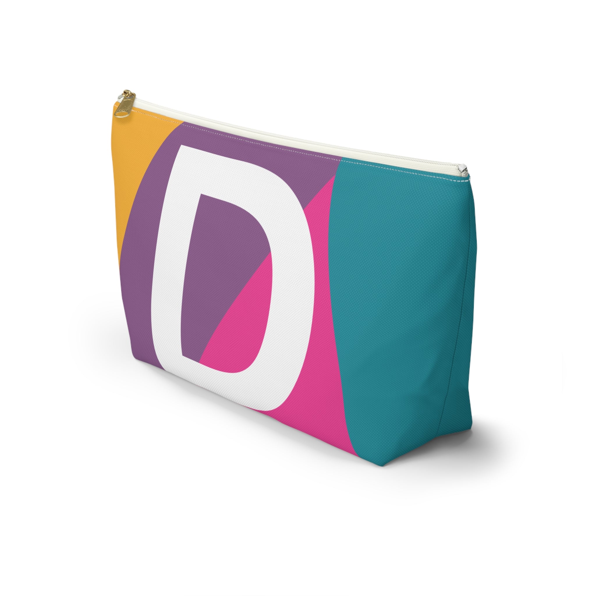 Initials Colorblock Accessory Pouch — Monogram D T-Bottom Cosmetic Bag