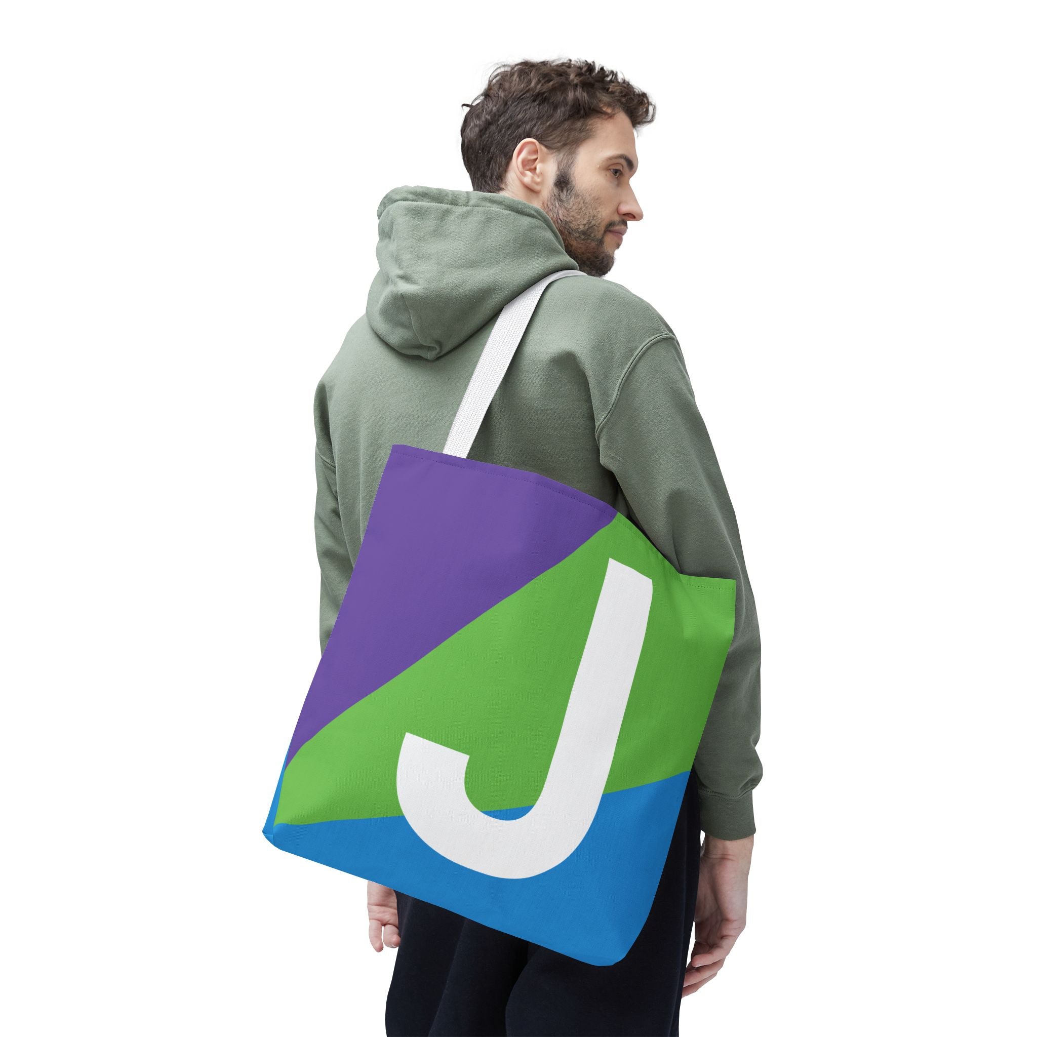 Monogram 'J' Colorblock Tote Bag — Personalized Initial J Shoulder Tote