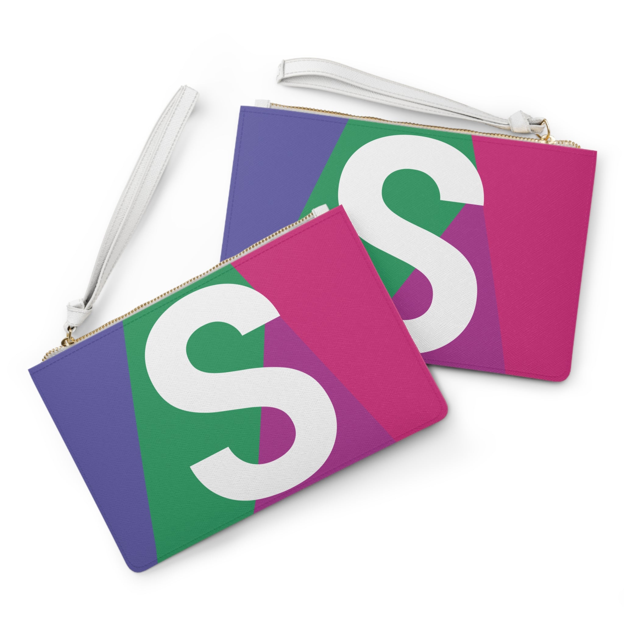 Monogram 'S' Colorblock Clutch Bag — Bold Geometric Wristlet for Everyday & Gifts