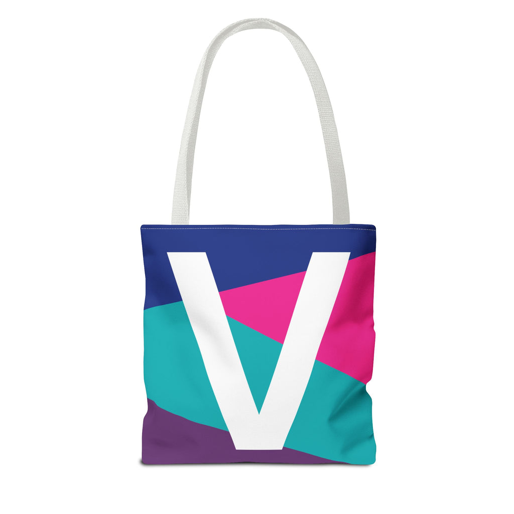 Monogram 'V' Colorblock Tote Bag — Personalized Initial V Shoulder Tote