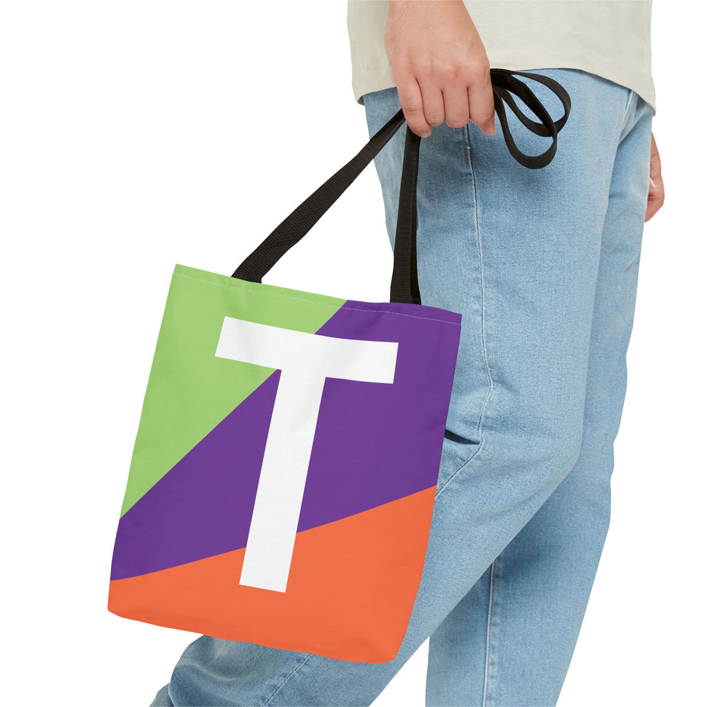 Monogram 'T' Colorblock Tote Bag — Personalized Initial T Shoulder Tote