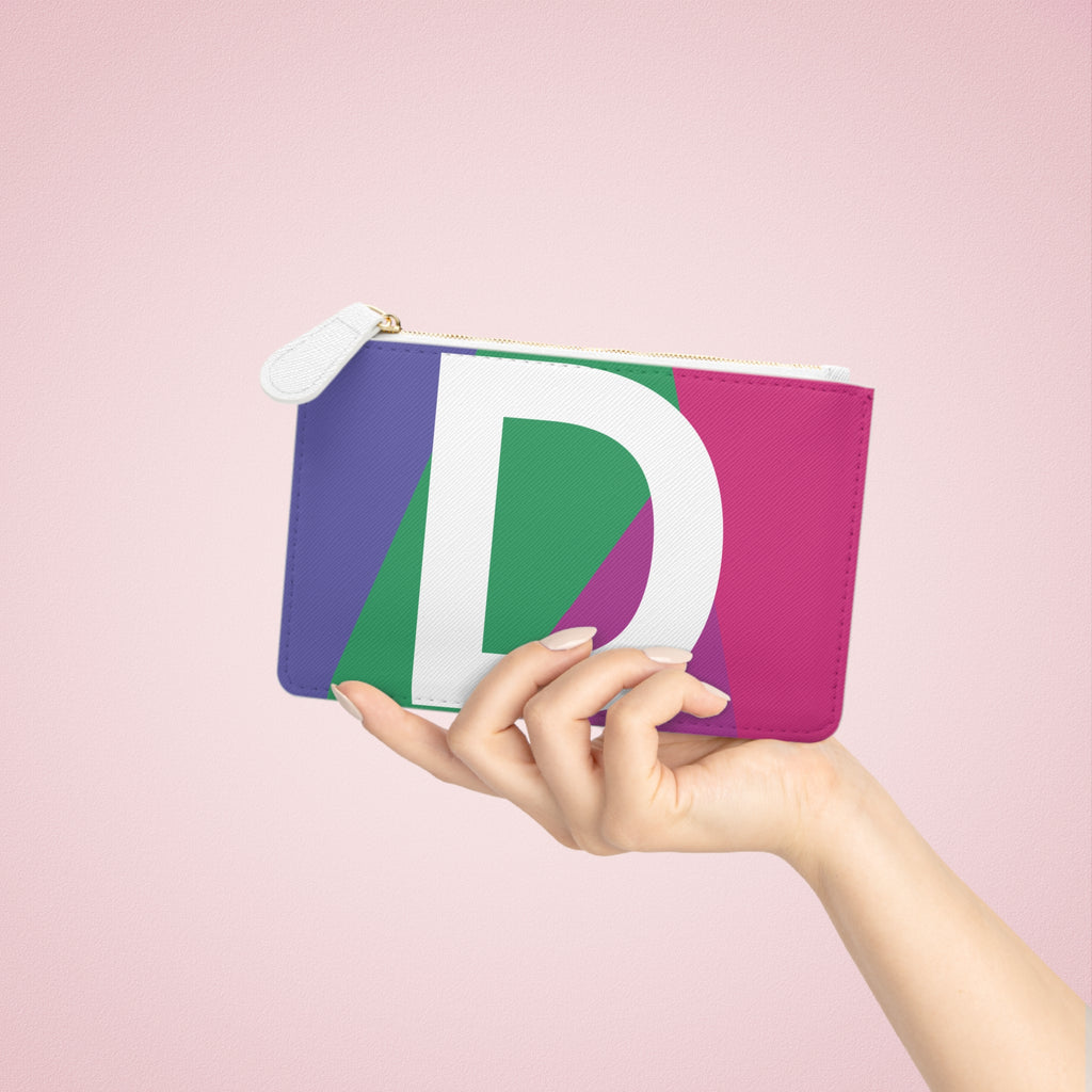 Intials D Mini Clutch — Colorblock Monogram Wristlet Wallet