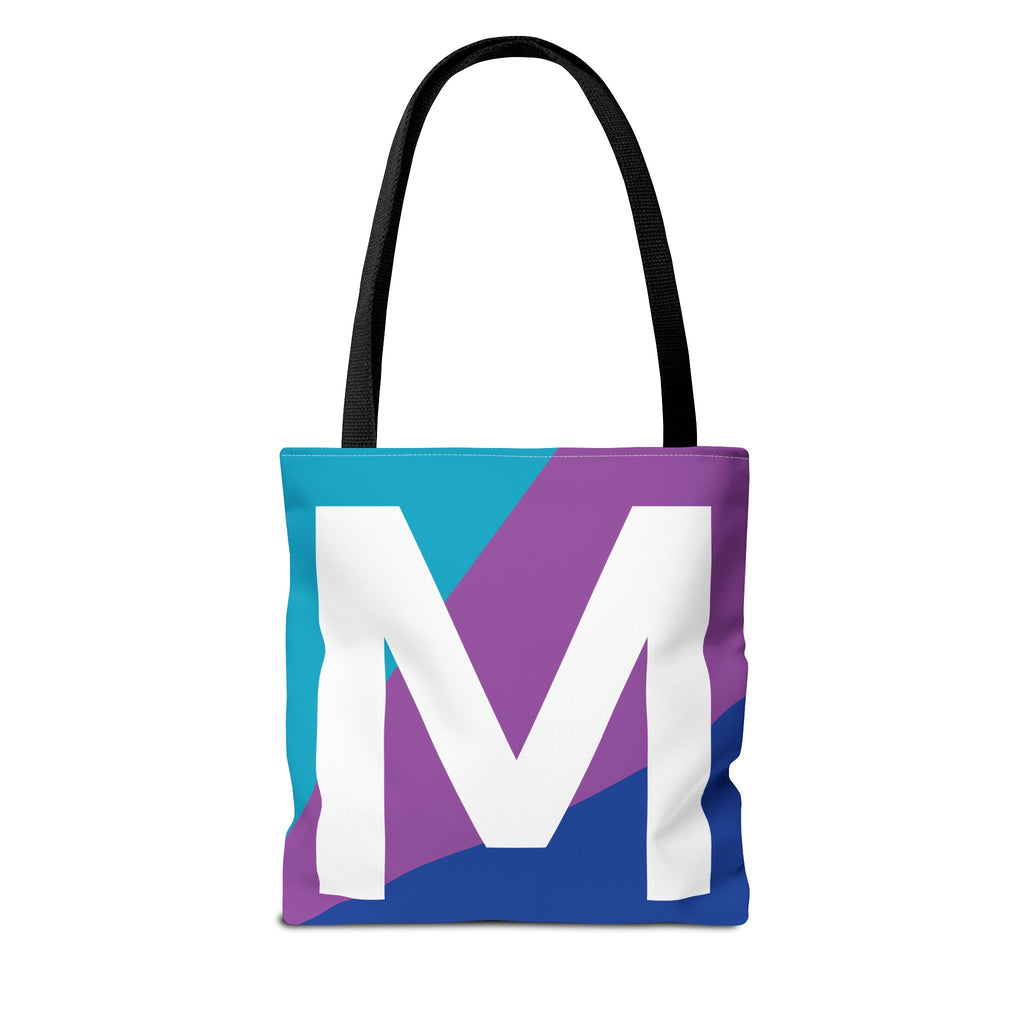 Monogram 'M' Colorblock Tote Bag — Personalized Initial M Shoulder Tote