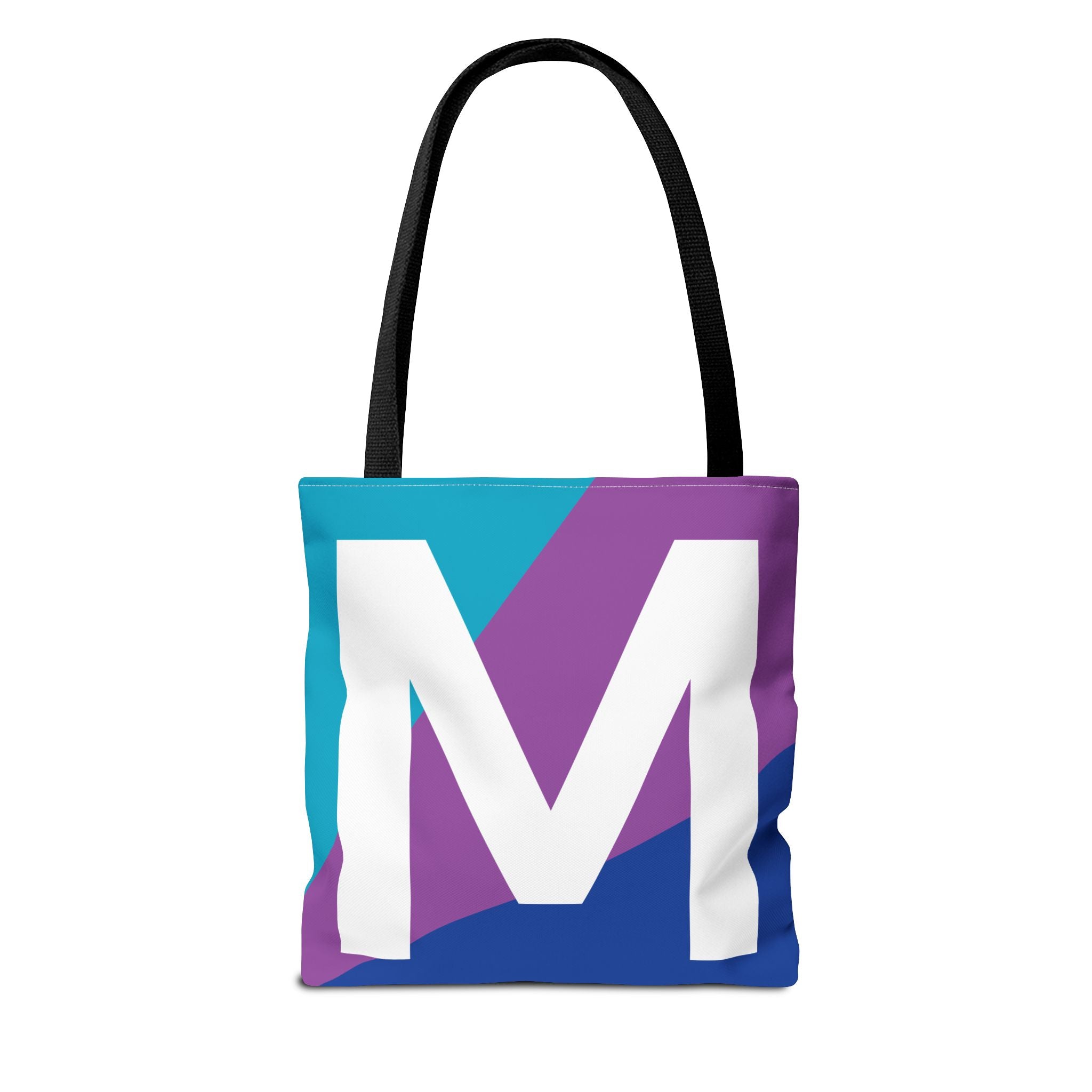 Monogram 'M' Colorblock Tote Bag — Personalized Initial M Shoulder Tote