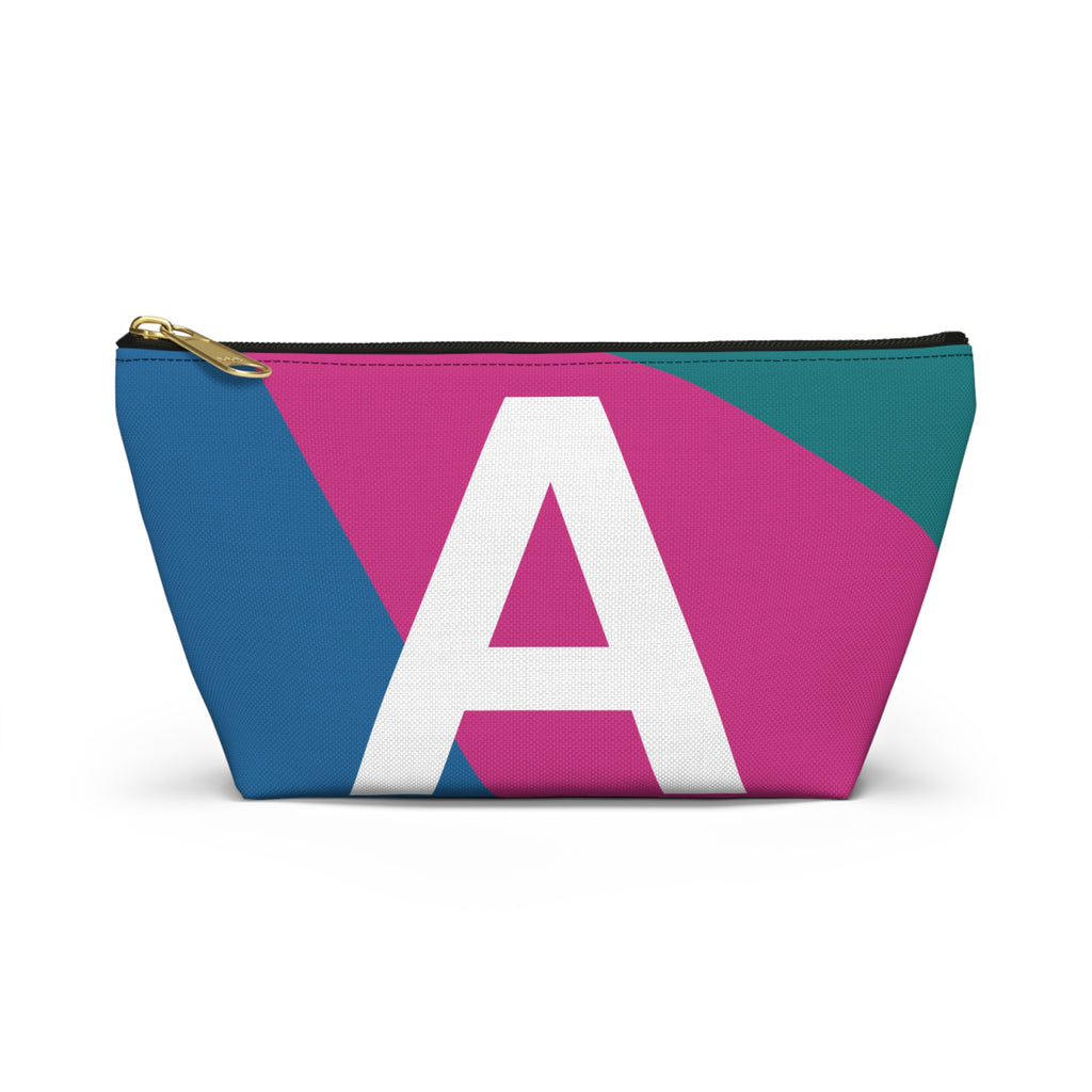 Initials Colorblock Accessory Pouch — Monogram A T-Bottom Cosmetic Bag