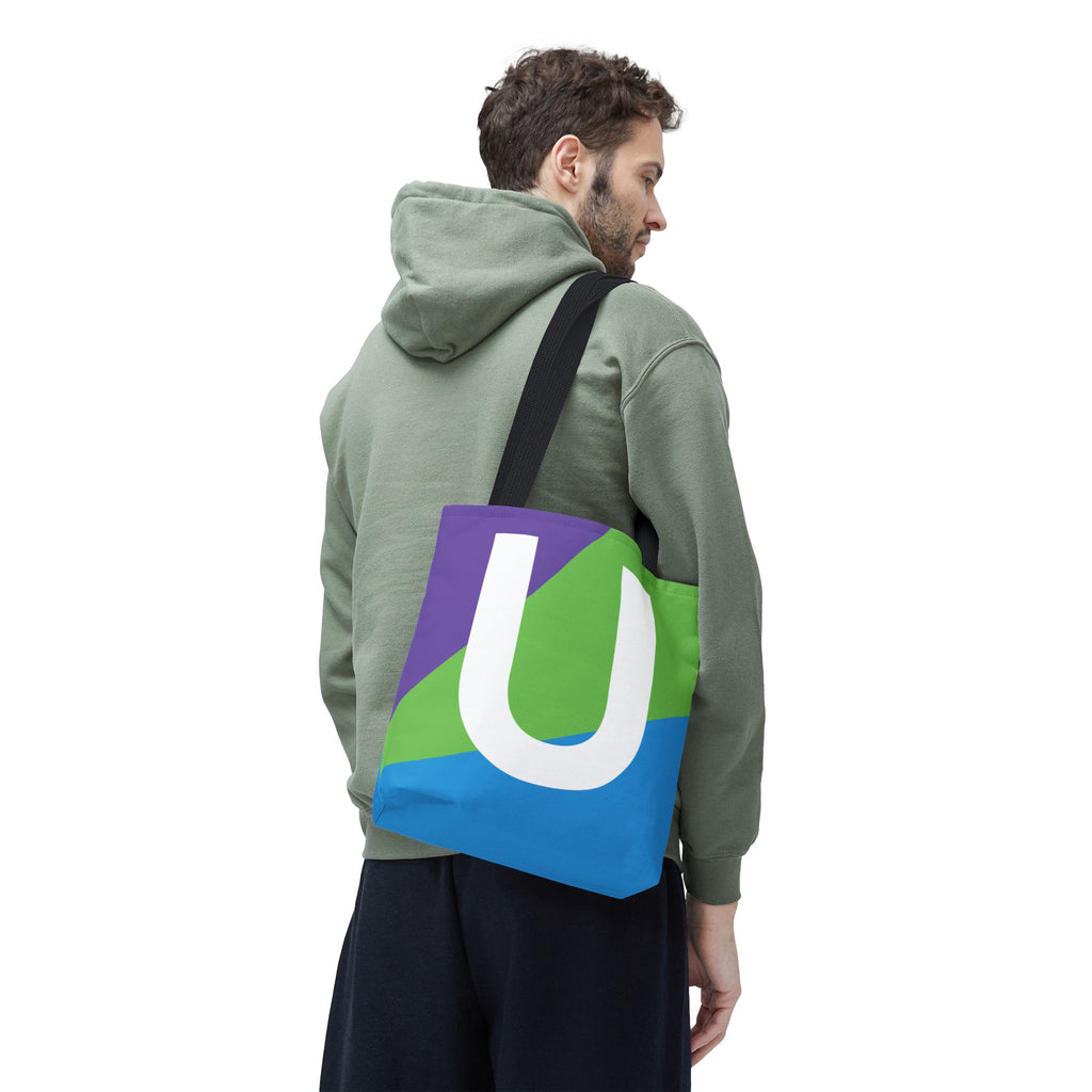 Monogram 'U' Colorblock Tote Bag — Personalized Initial U Shoulder Tote