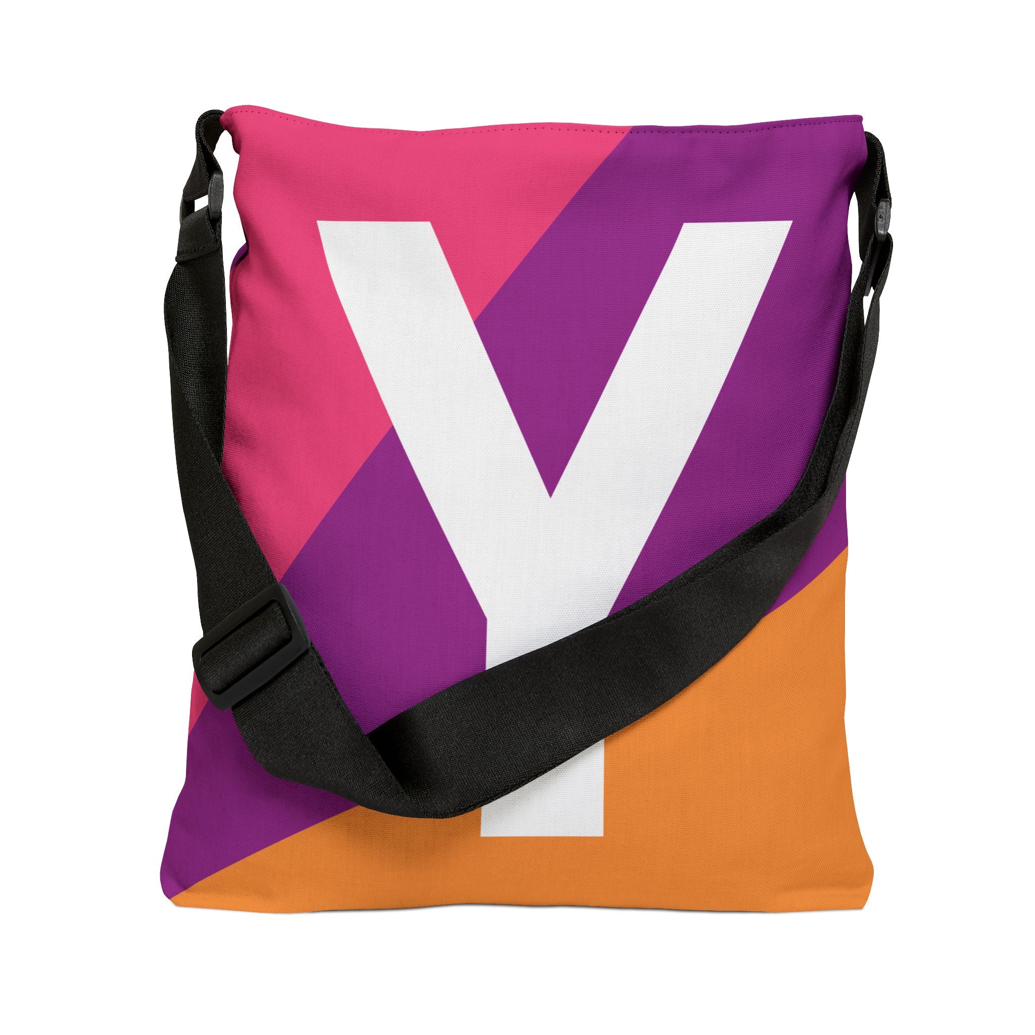 Initial Letter 'Y' Colorblock Adjustable Tote Bag — Monogram Alphabet Shoulder Bag