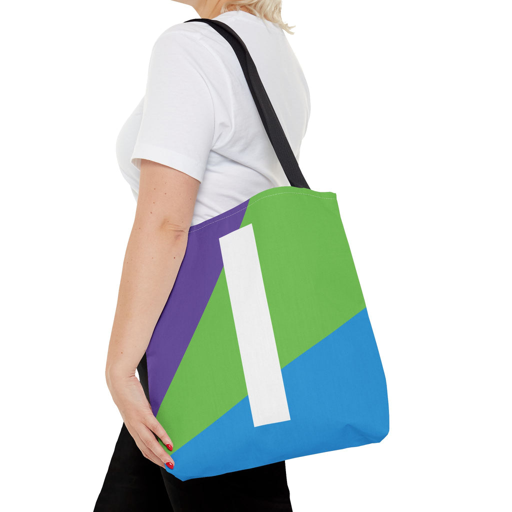 Monogram 'I' Colorblock Tote Bag — Personalized Initial I Shoulder Tote