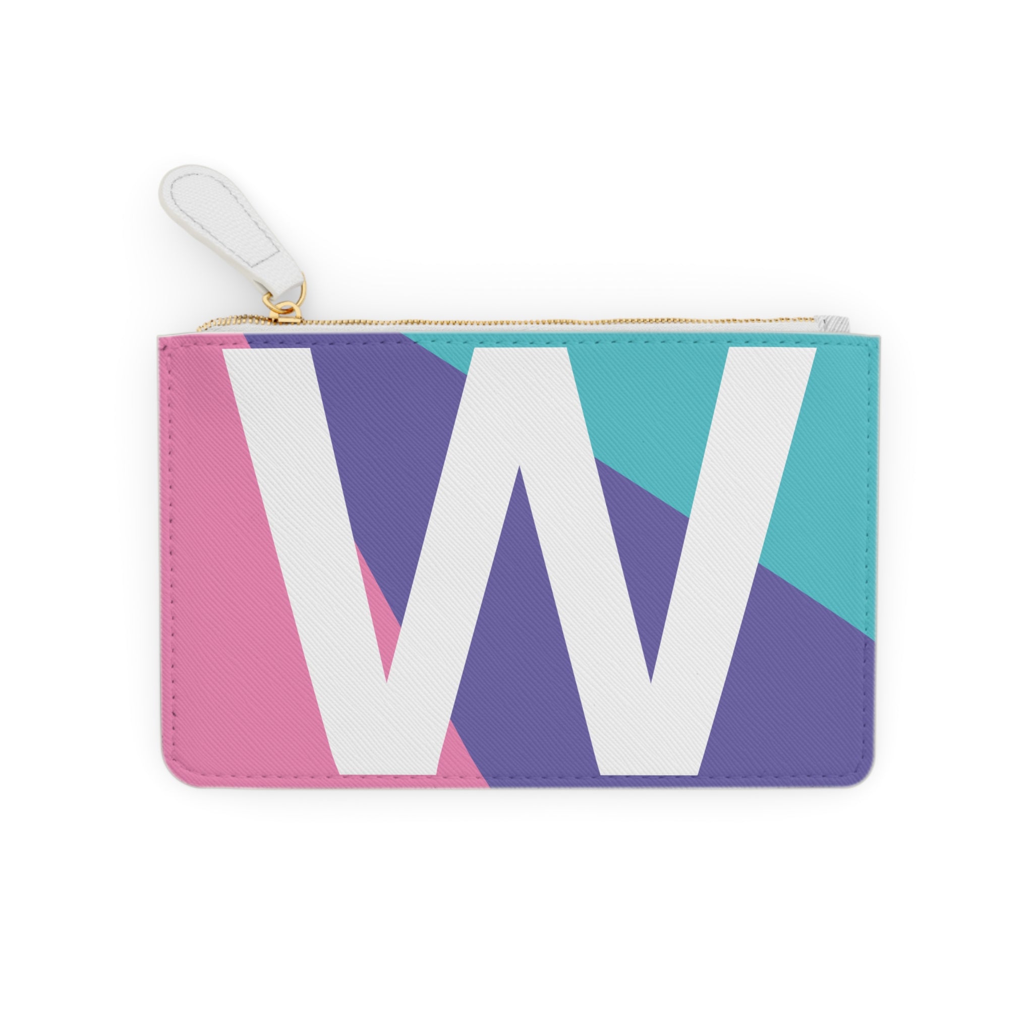 Initial W Mini Clutch — Colorblock Monogram Wristlet Wallet