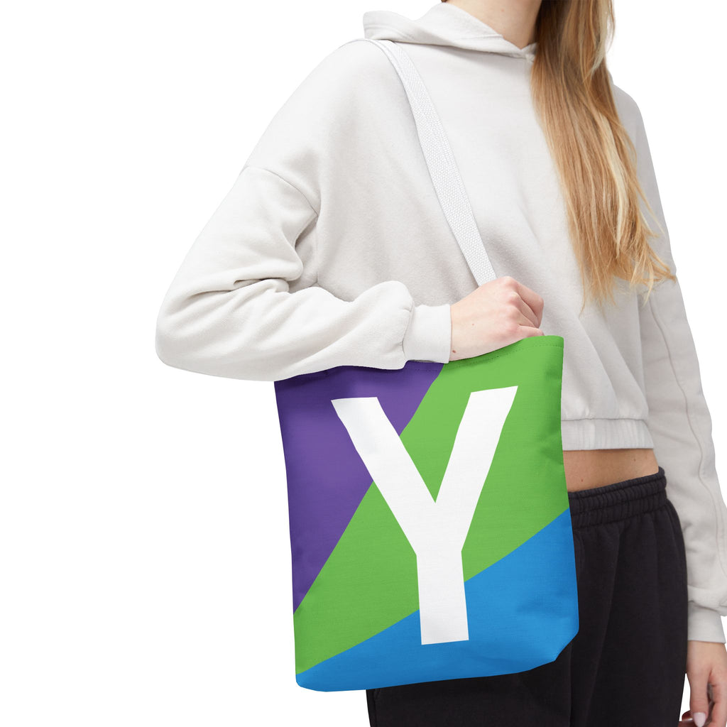 Monogram 'Y' Colorblock Tote Bag — Personalized Initial Y Shoulder Tote