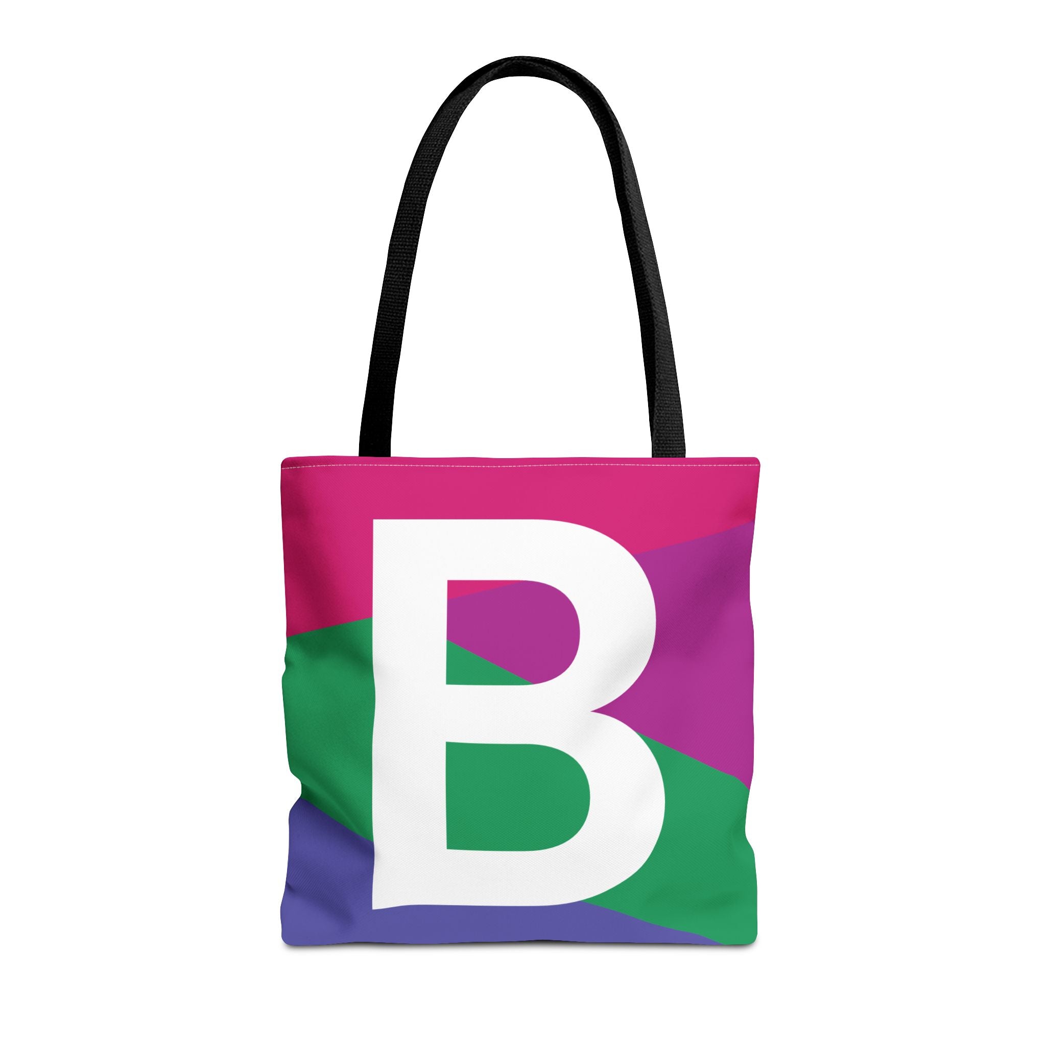 Monogram 'B' Colorblock Tote Bag — Personalized Initial B Shoulder Tote