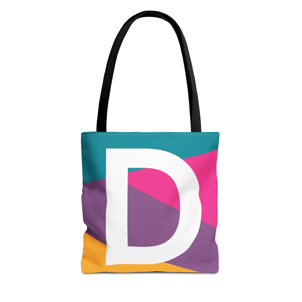 Monogram 'D' Colorblock Tote Bag — Personalized Initial D Shoulder Tote