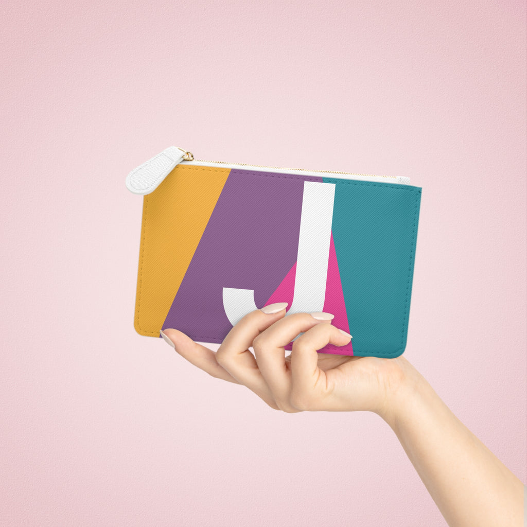 Initial J Mini Clutch — Colorblock Monogram Wristlet Wallet