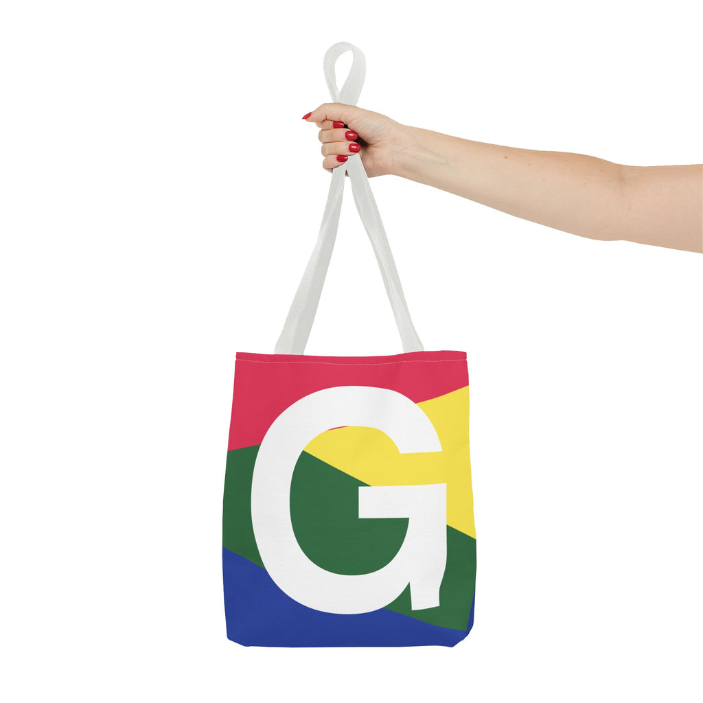 Monogram 'G' Colorblock Tote Bag — Personalized Initial G Shoulder Tote