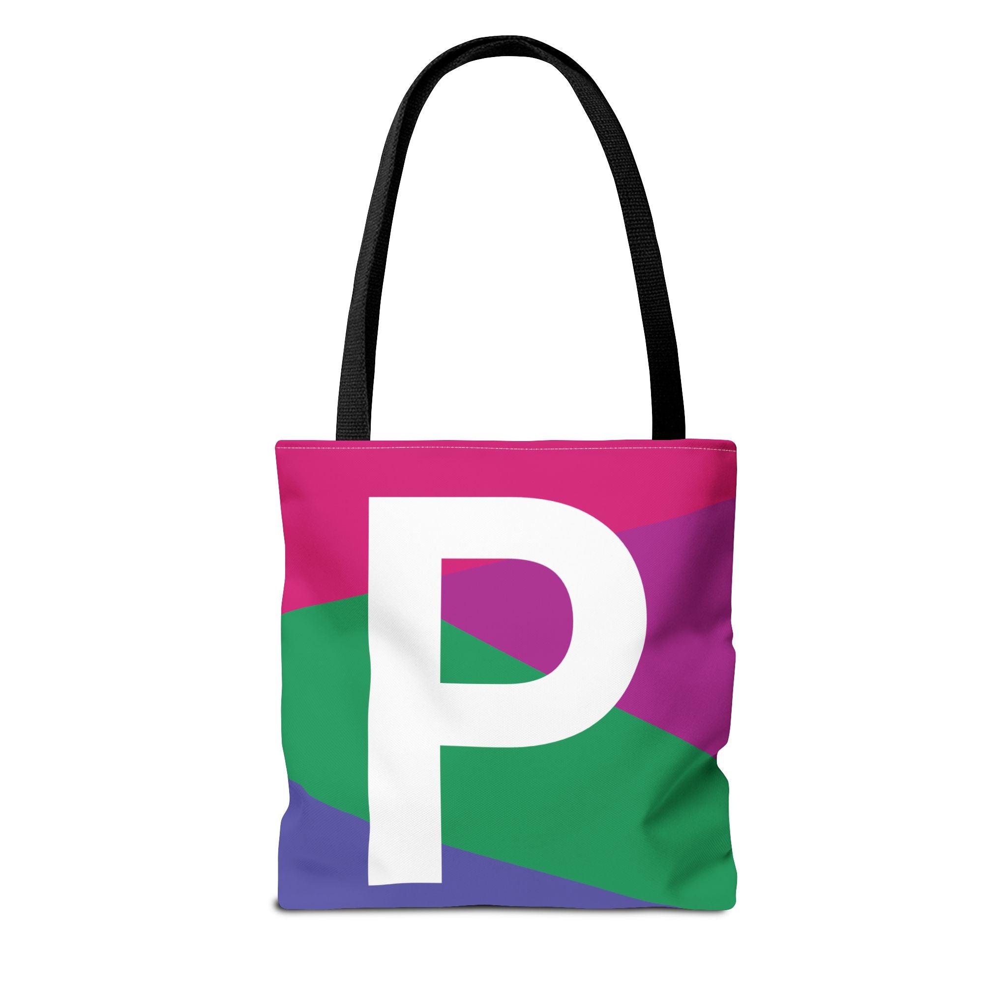 Monogram 'P' Colorblock Tote Bag — Personalized Initial P Shoulder Tote