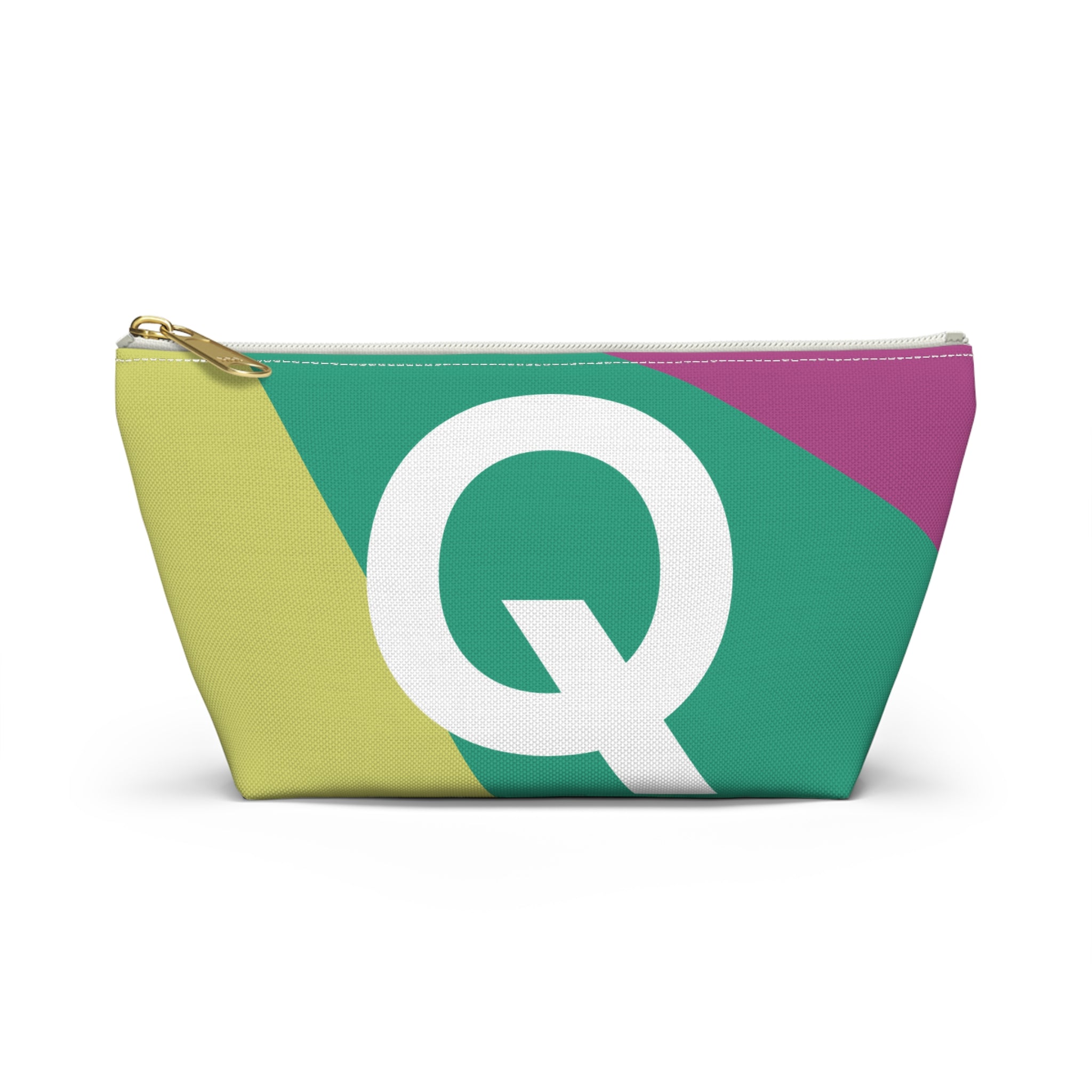 Initials Colorblock Accessory Pouch — Monogram Q T-Bottom Cosmetic Bag