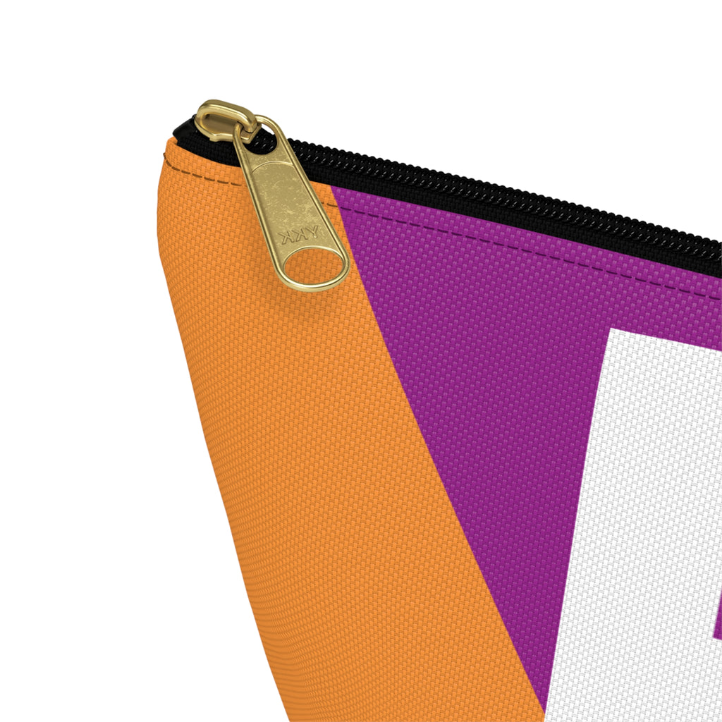 Initials Colorblock Accessory Pouch — Monogram F T-Bottom Cosmetic Bag