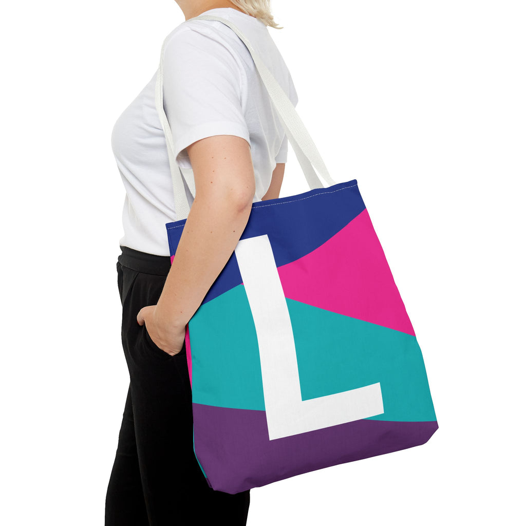 Monogram 'L' Colorblock Tote Bag — Personalized Initial L Shoulder Tote
