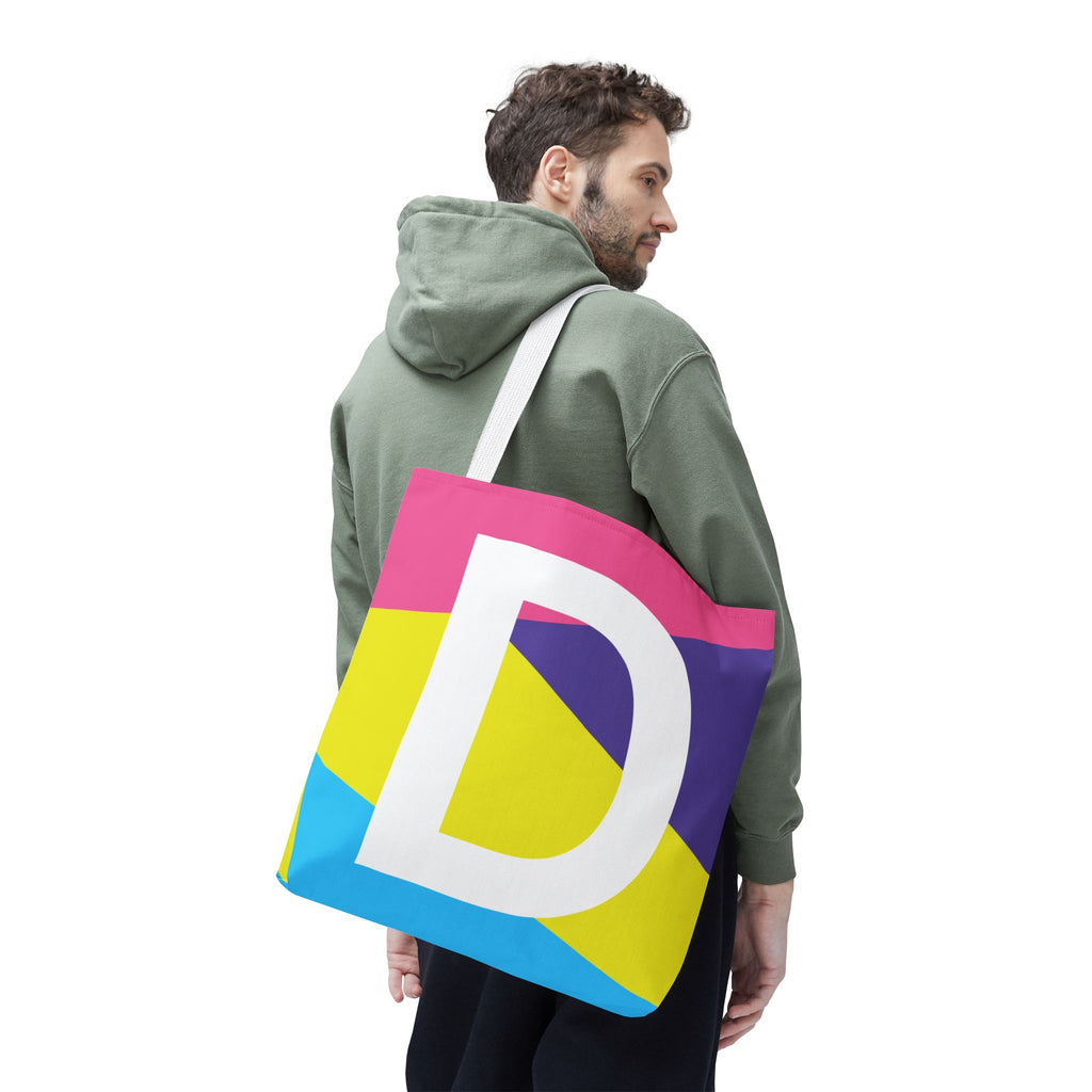 Monogram 'D' Colorblock Tote Bag — Personalized Initial D Shoulder Tote