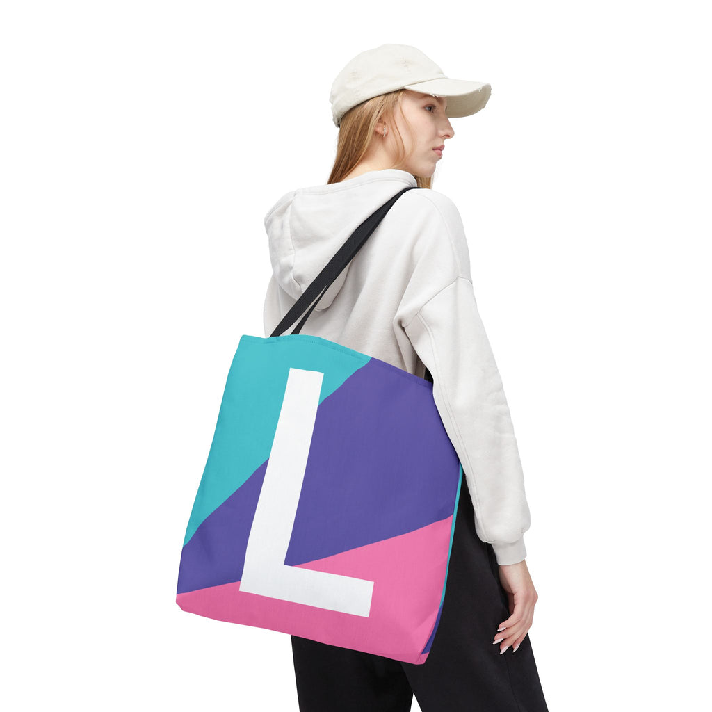Monogram 'L' Colorblock Tote Bag — Personalized Initial L Shoulder Tote