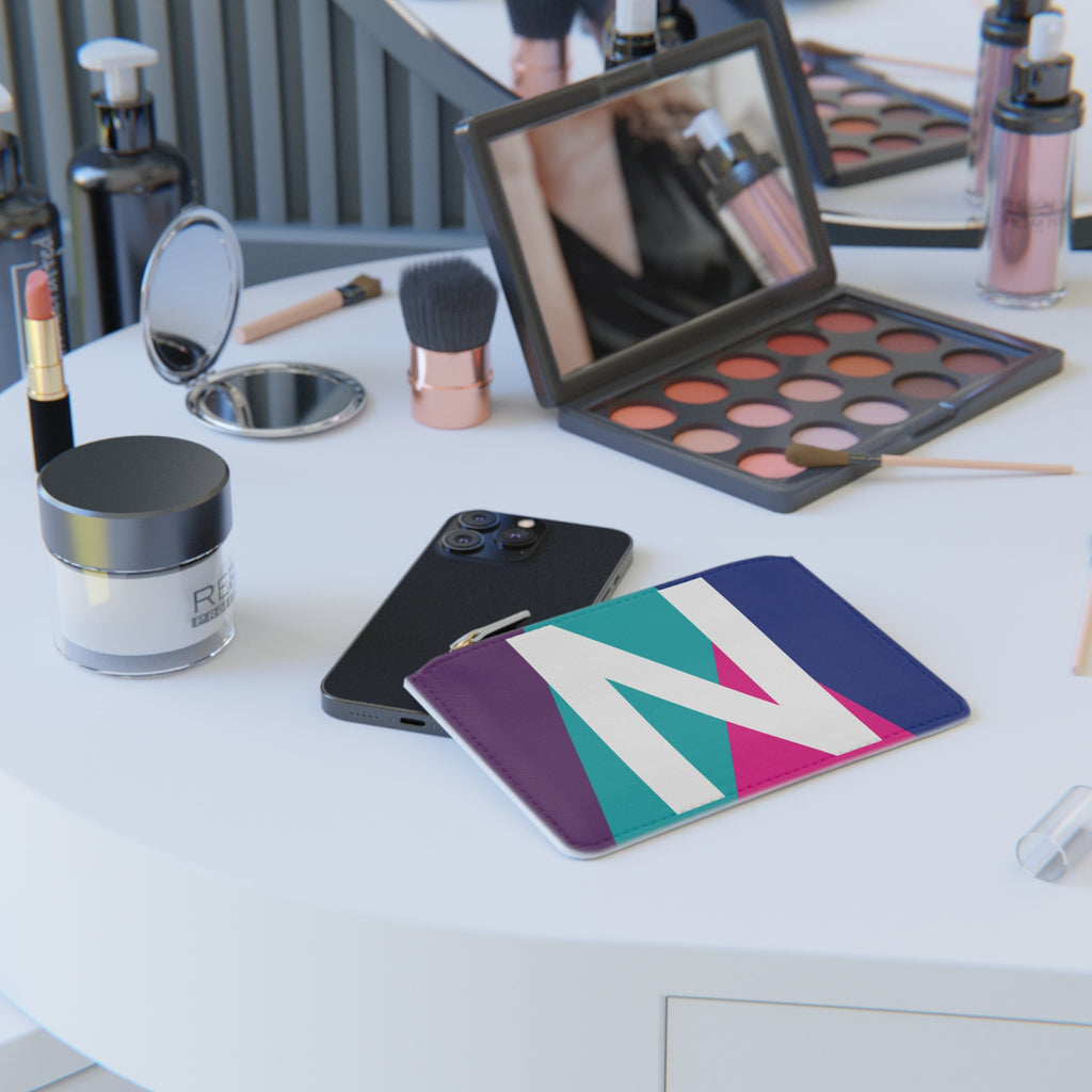 Initial N Mini Clutch — Colorblock Monogram Wristlet Wallet