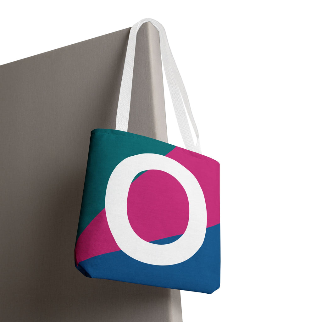 Monogram 'O' Colorblock Tote Bag — Personalized Initial O Shoulder Tote