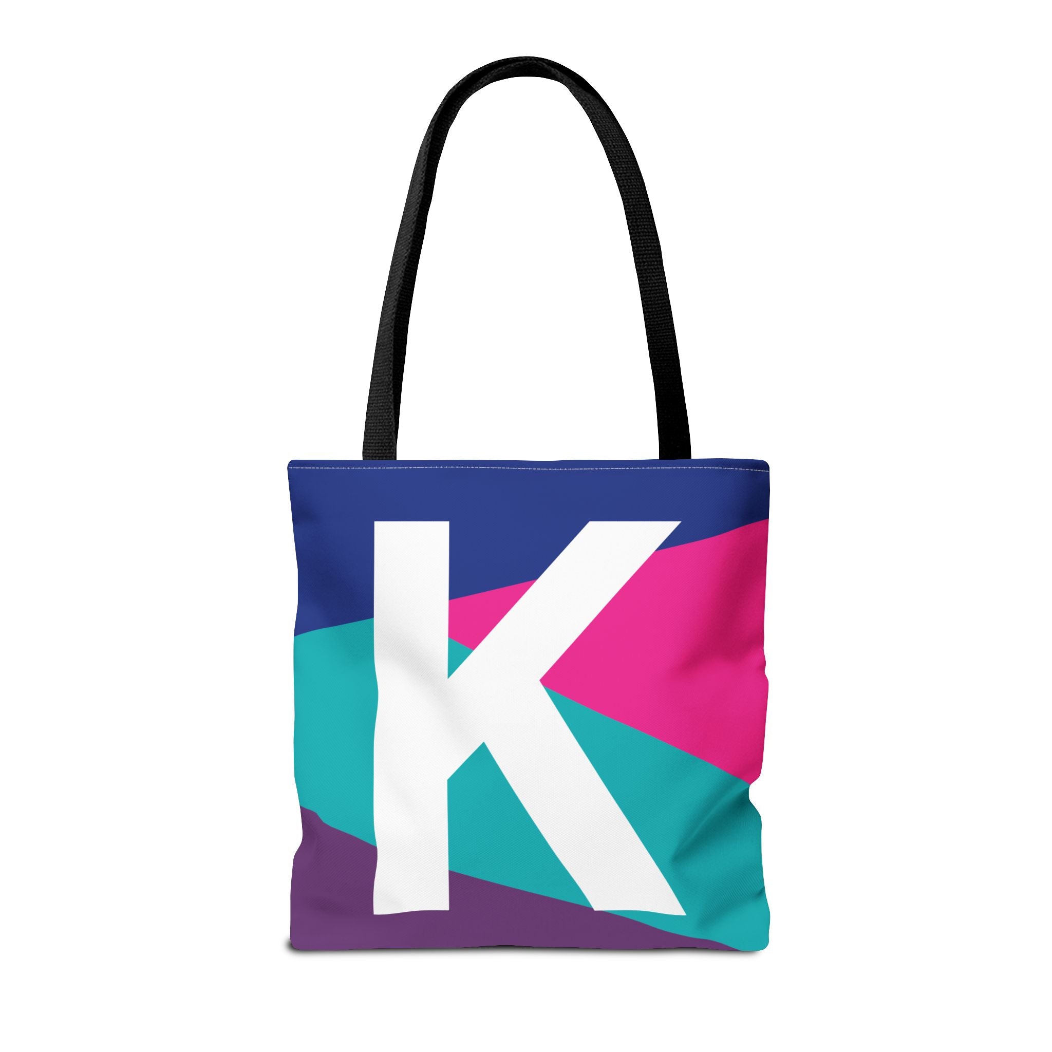 Monogram 'K' Colorblock Tote Bag — Personalized Initial K Shoulder Tote