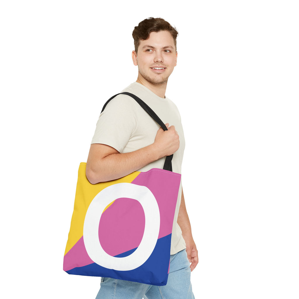 Monogram 'O' Colorblock Tote Bag — Personalized Initial O Shoulder Tote