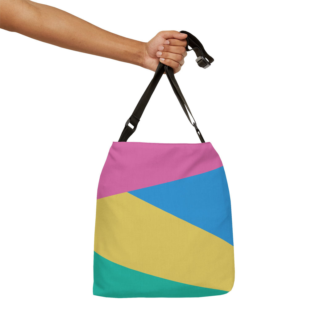 Colorblock Geometric Tote Bag — Adjustable Strap, Bright Abstract Pattern