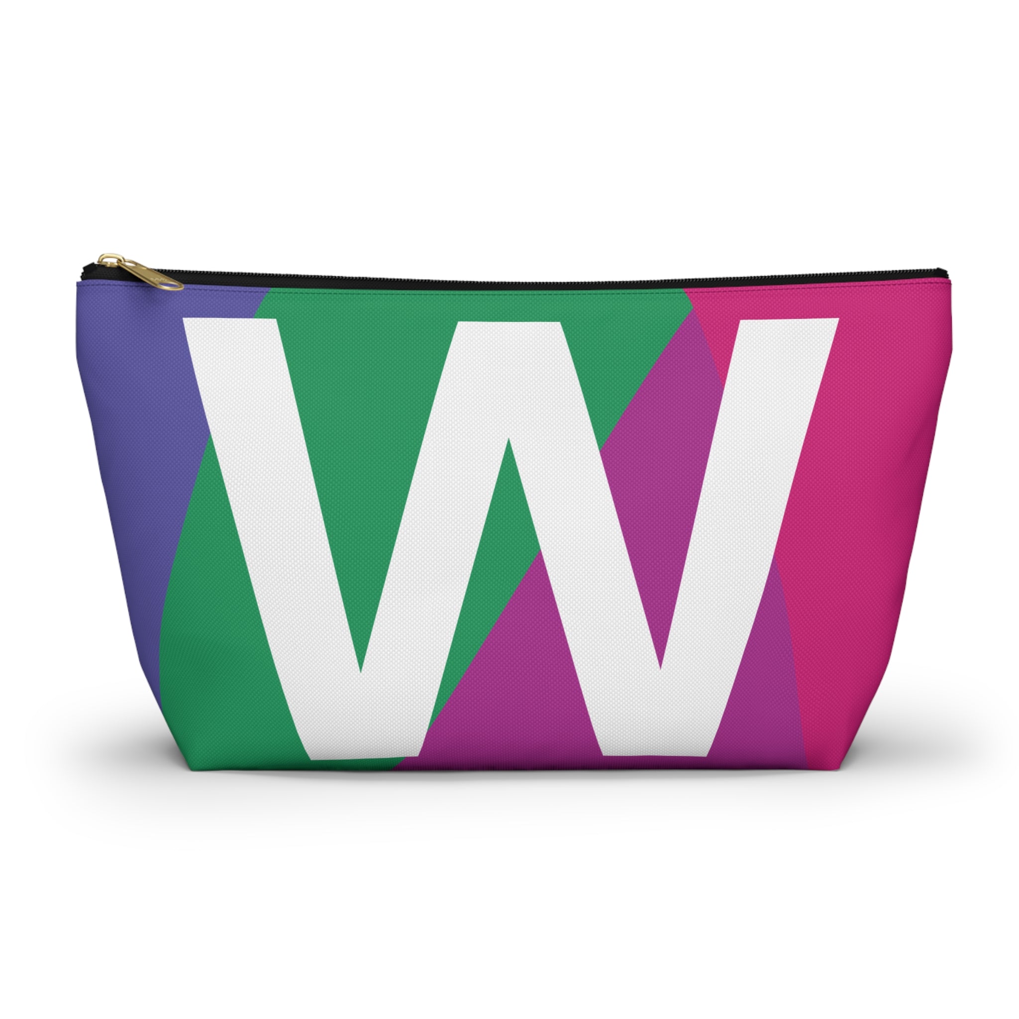 Initials Colorblock Accessory Pouch — Monogram W T-Bottom Cosmetic Bag