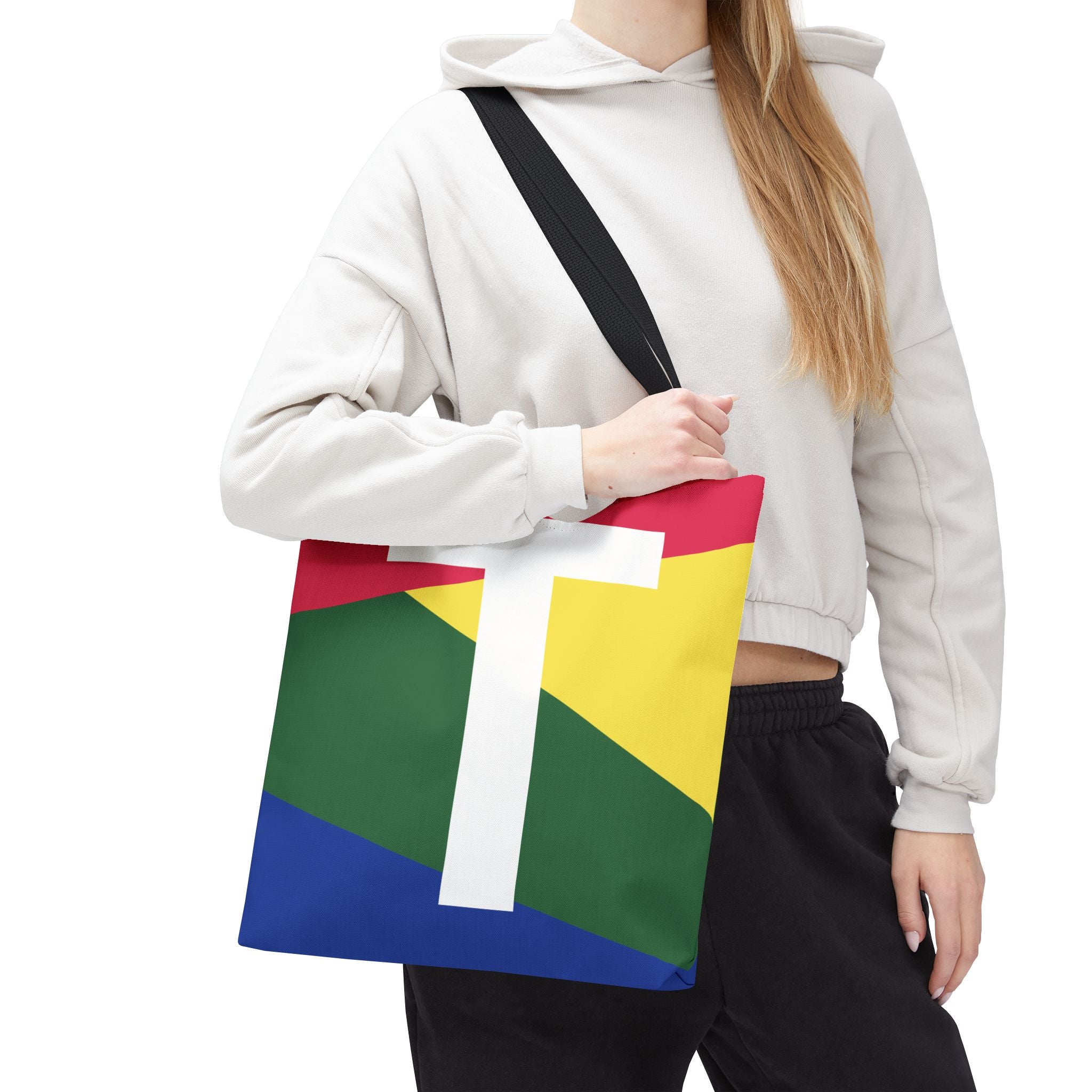 Monogram 'T' Colorblock Tote Bag — Personalized Initial T Shoulder Tote
