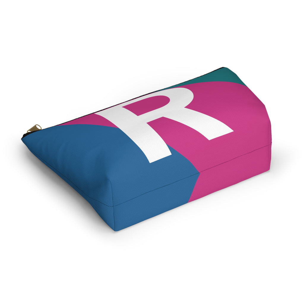 Initials Colorblock Accessory Pouch — Monogram R T-Bottom Cosmetic Bag