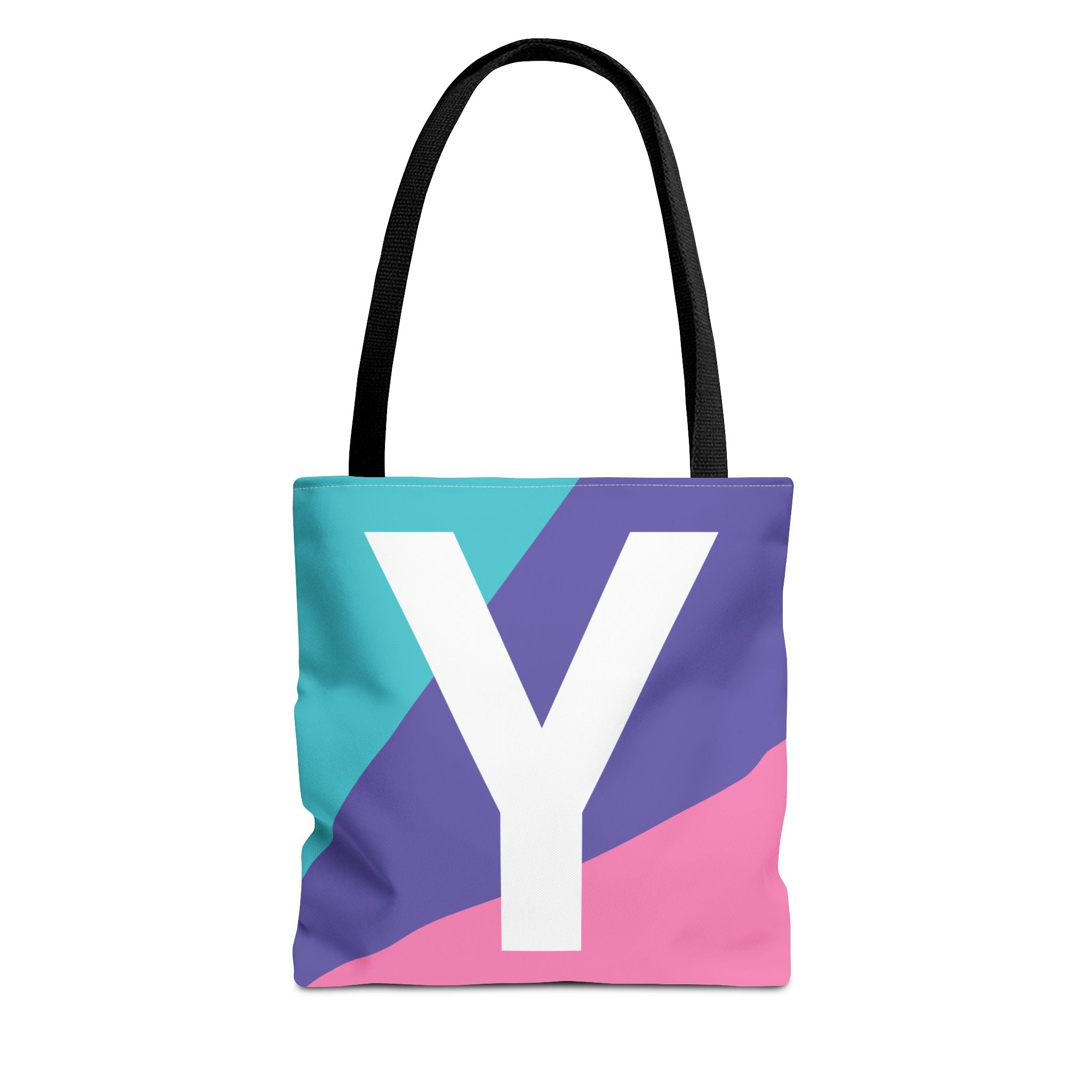 Monogram 'Y' Colorblock Tote Bag — Personalized Initial Y Shoulder Tote