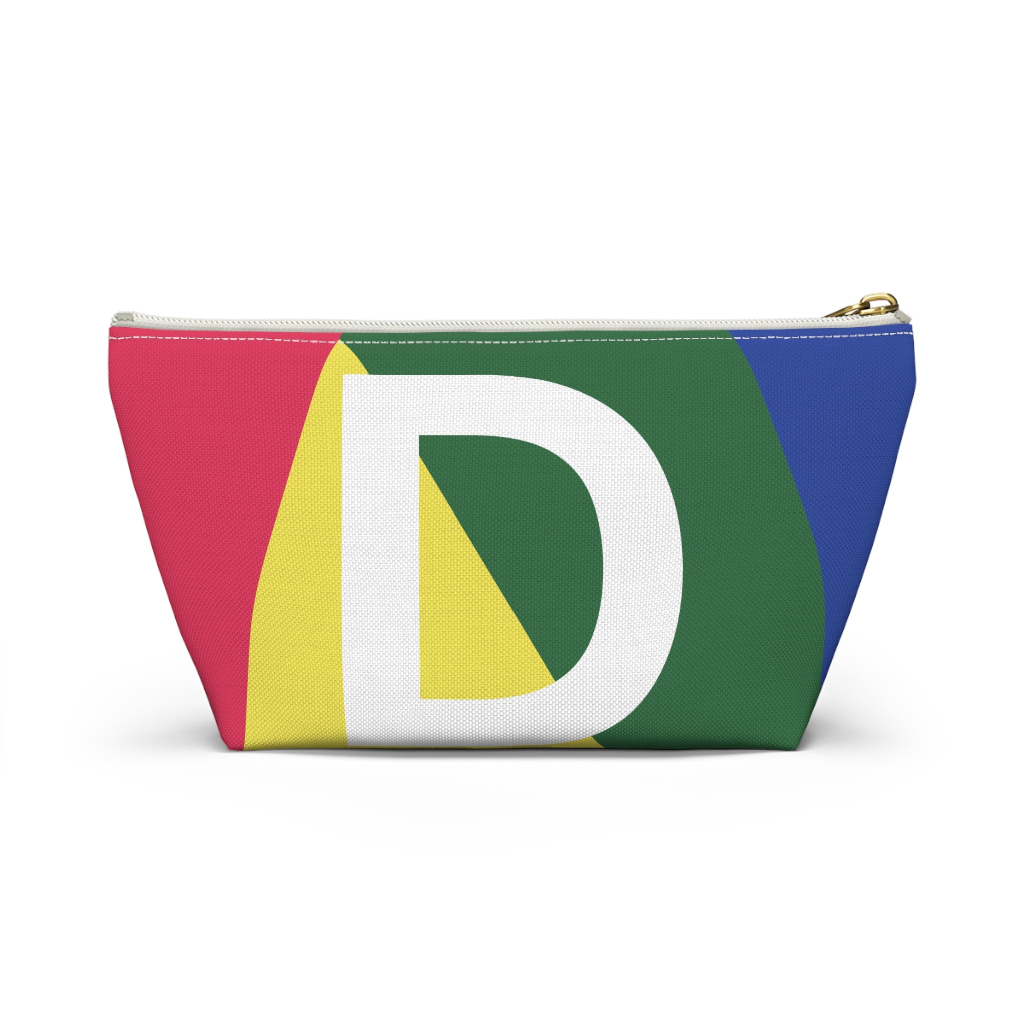 Initials Colorblock Accessory Pouch — Monogram D T-Bottom Cosmetic Bag