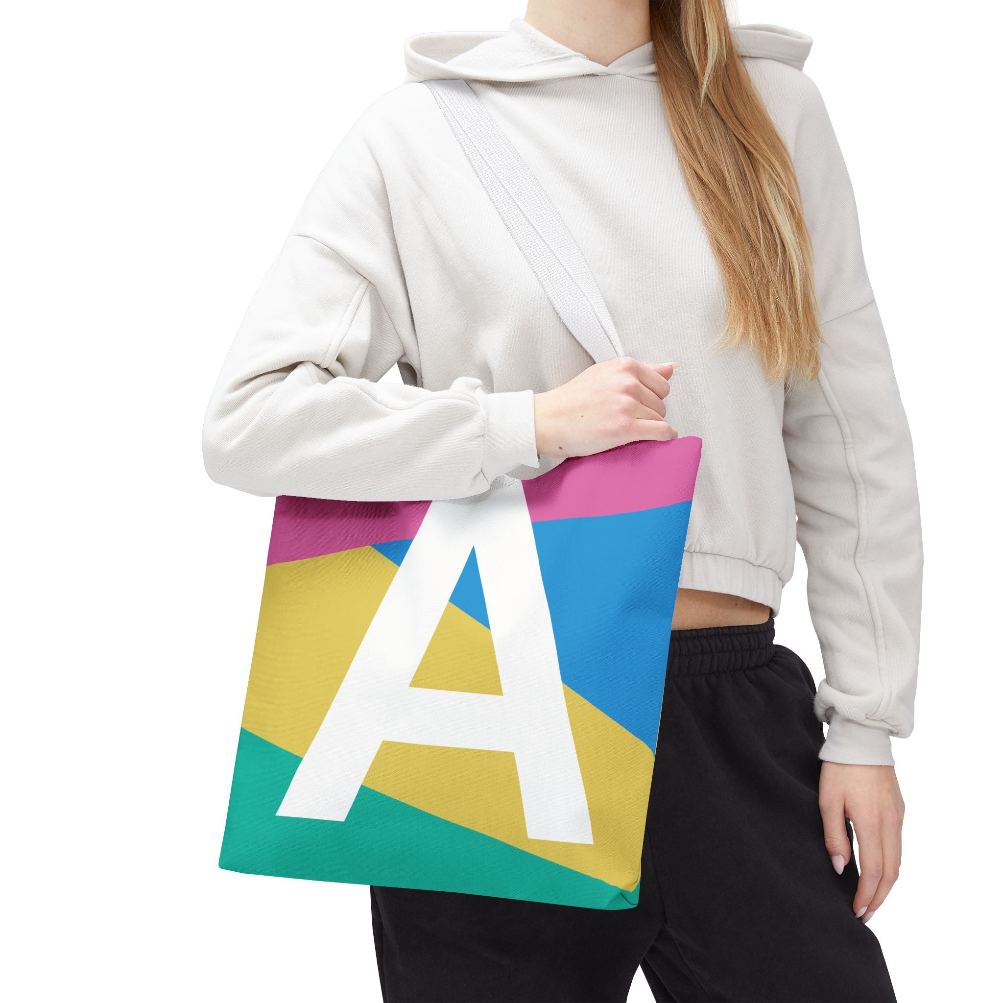 Monogram 'A' Colorblock Tote Bag — Personalized Initial A Shoulder Tote