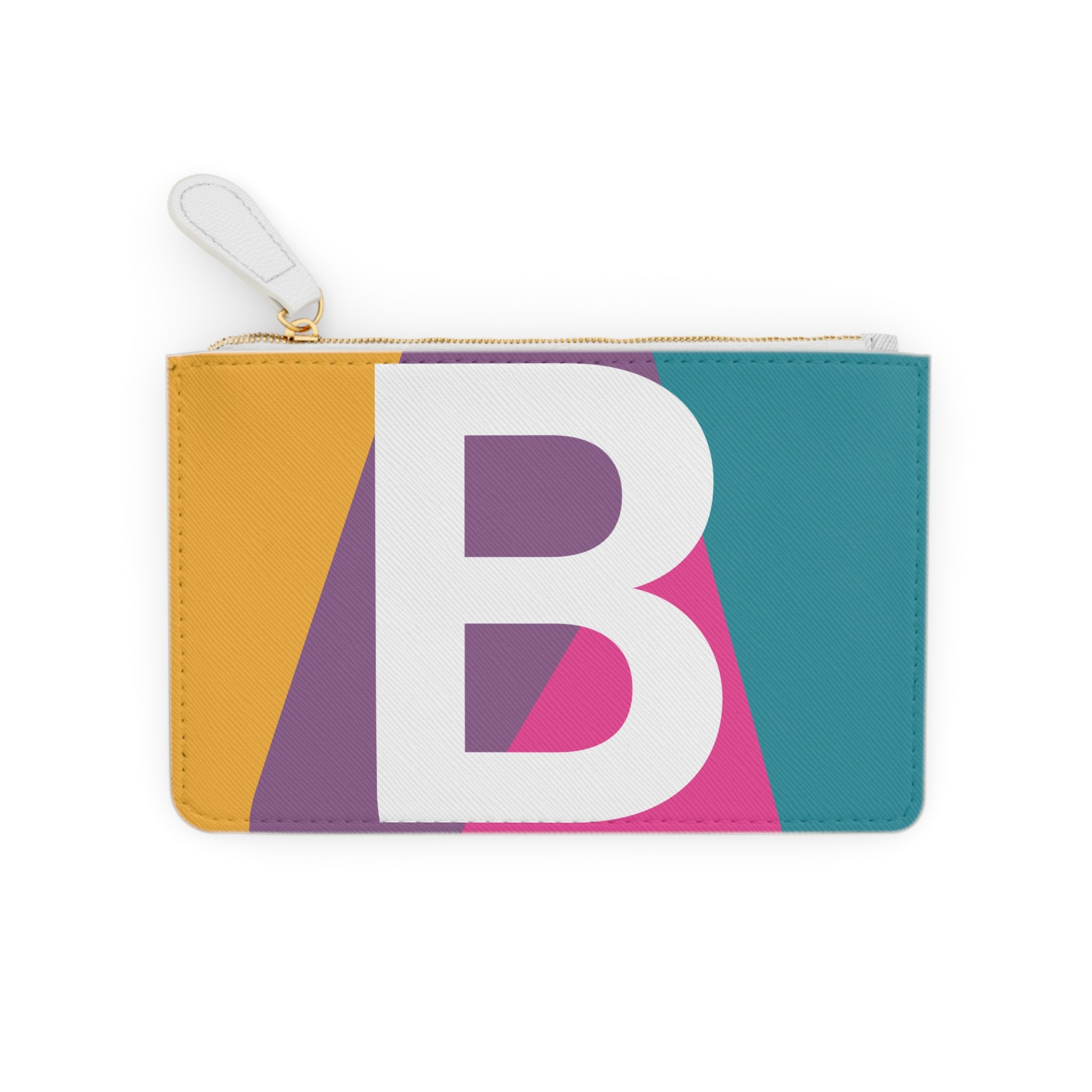 Initial B Mini Clutch — Colorblock Monogram Wristlet Wallet