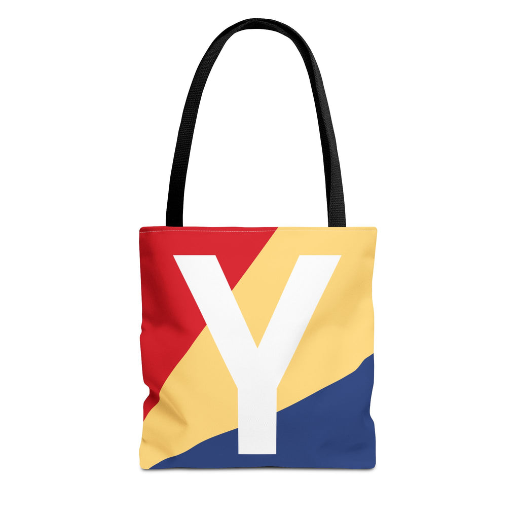 Monogram 'Y' Colorblock Tote Bag — Personalized Initial Y Shoulder Tote