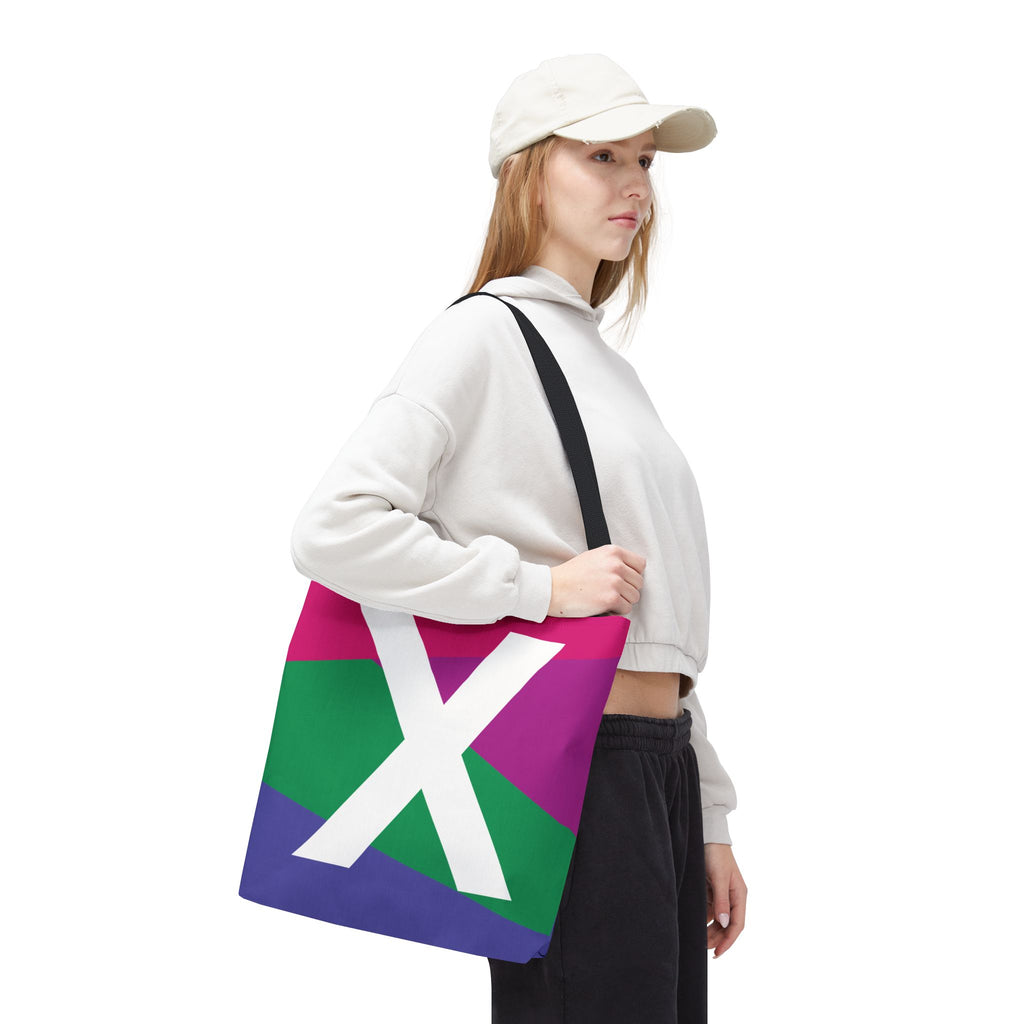 Monogram 'X' Colorblock Tote Bag — Personalized Initial X Shoulder Tote