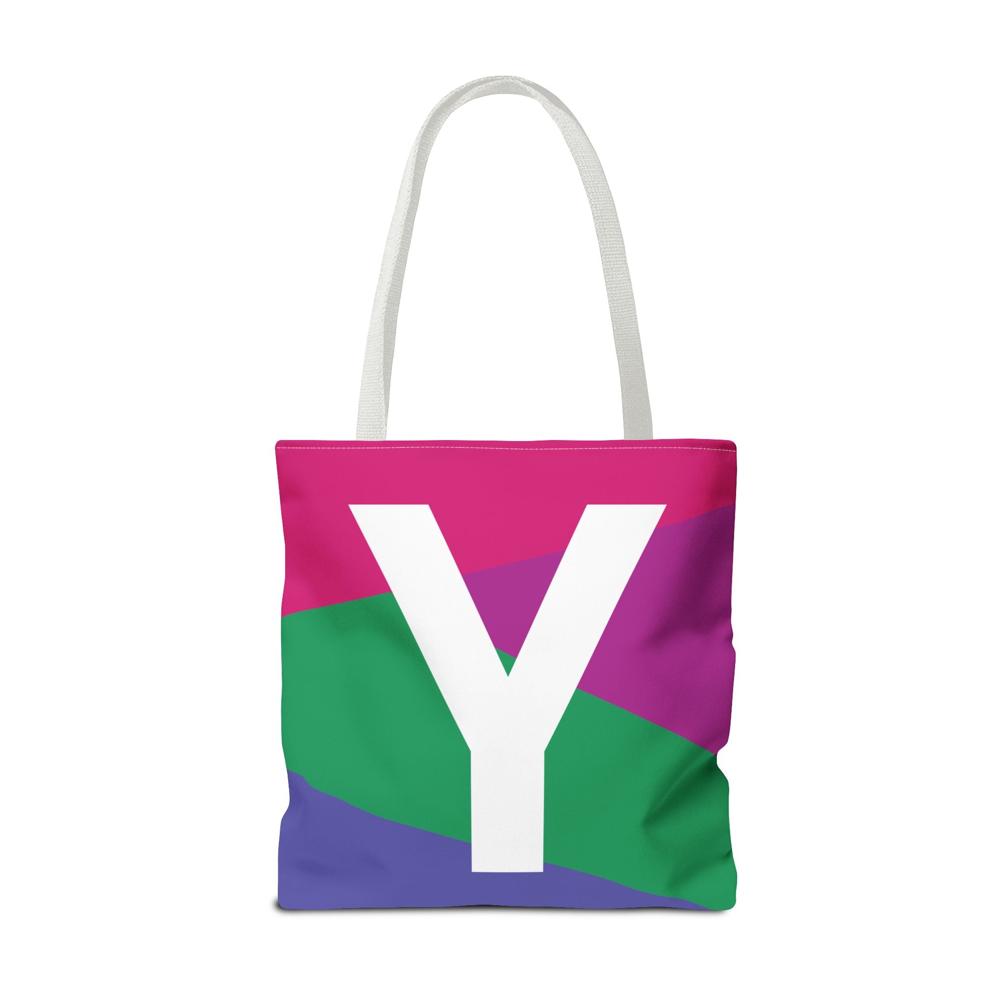Monogram 'Y' Colorblock Tote Bag — Personalized Initial Y Shoulder Tote