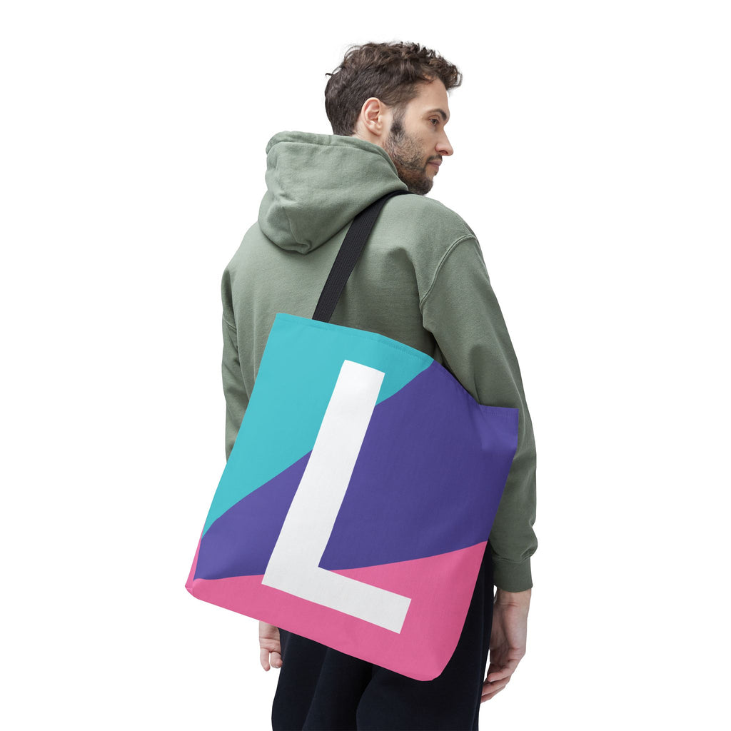 Monogram 'L' Colorblock Tote Bag — Personalized Initial L Shoulder Tote