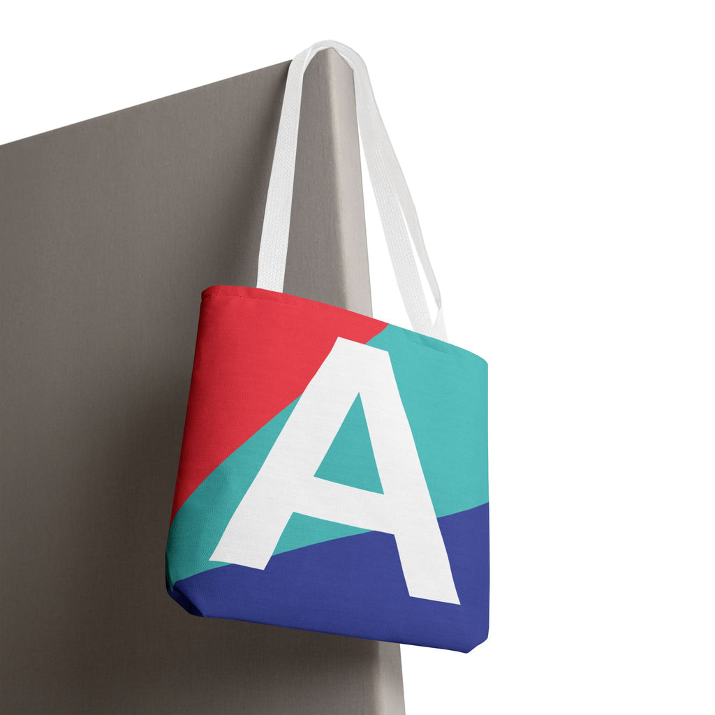 Monogram 'A' Colorblock Tote Bag — Personalized Initial A Shoulder Tote
