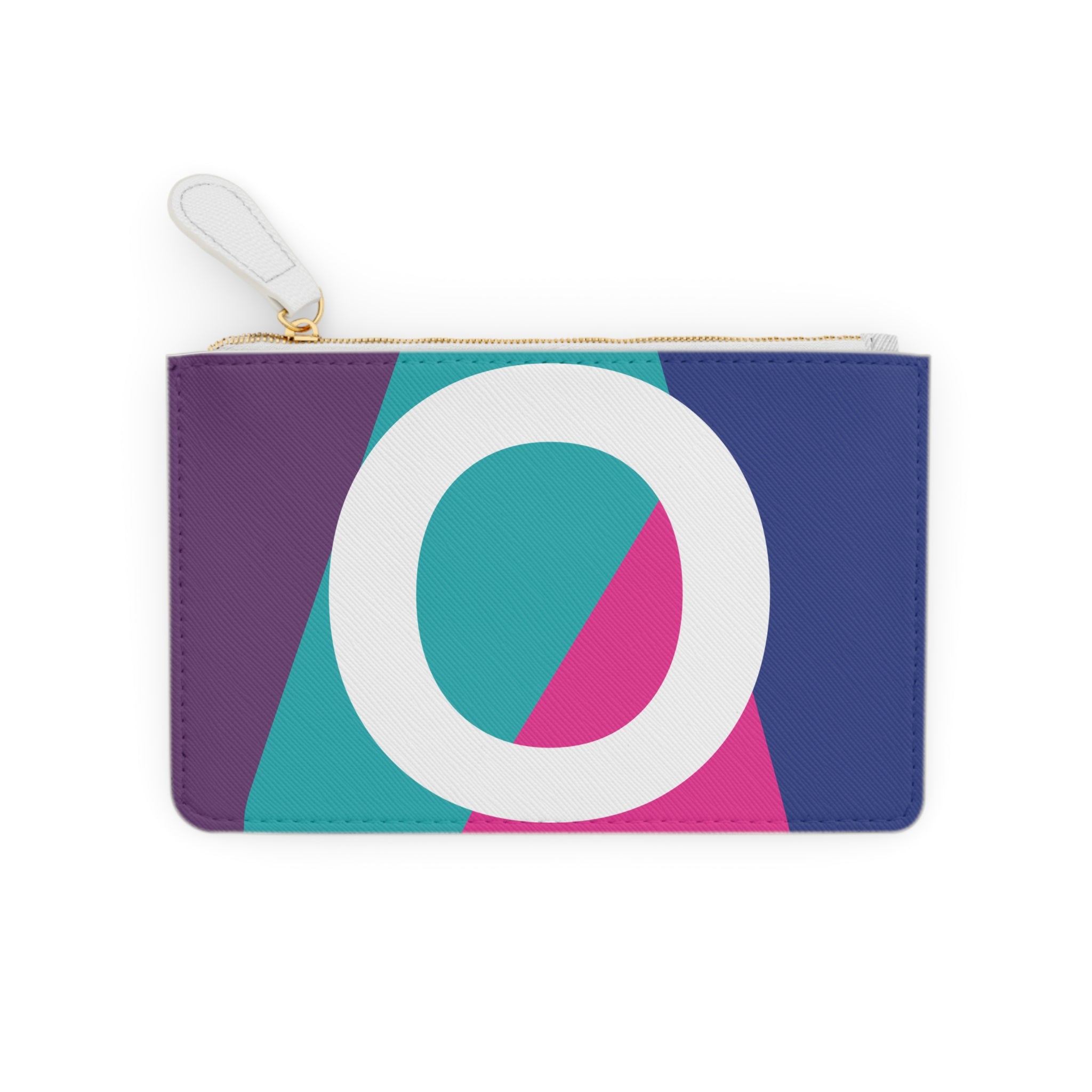 Initial O Mini Clutch — Colorblock Monogram Wristlet Wallet