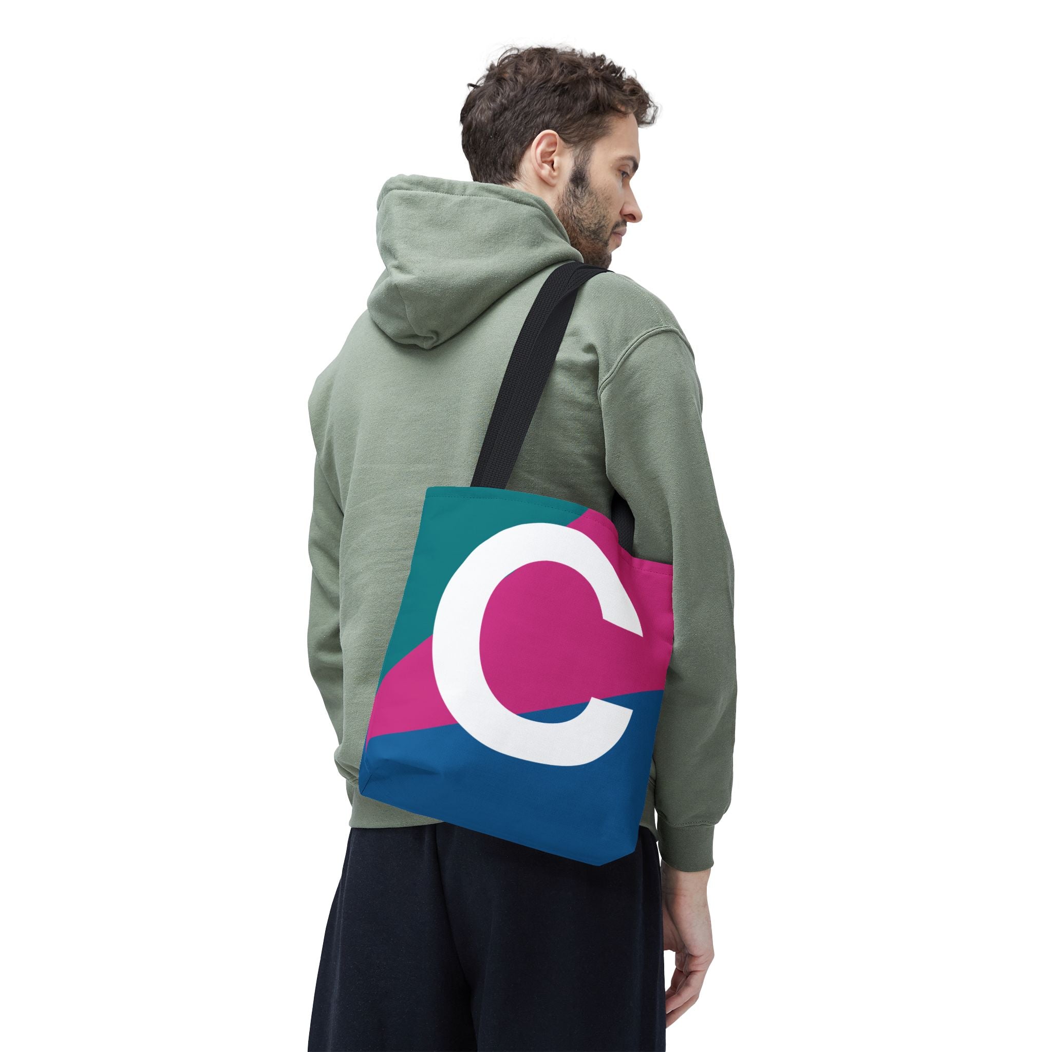 Monogram 'C' Colorblock Tote Bag — Personalized Initial C Shoulder Tote