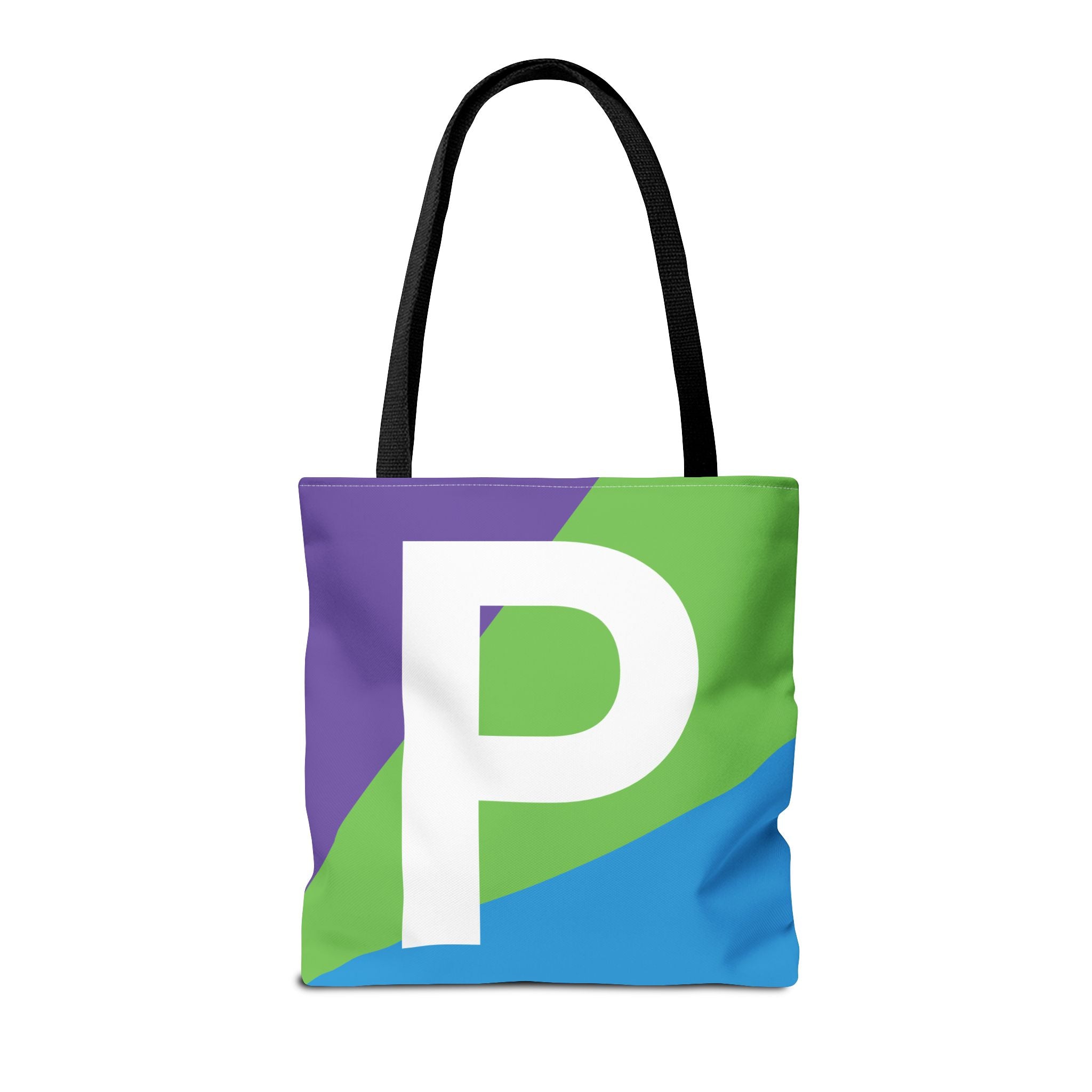 Monogram 'P' Colorblock Tote Bag — Personalized Initial P Shoulder Tote