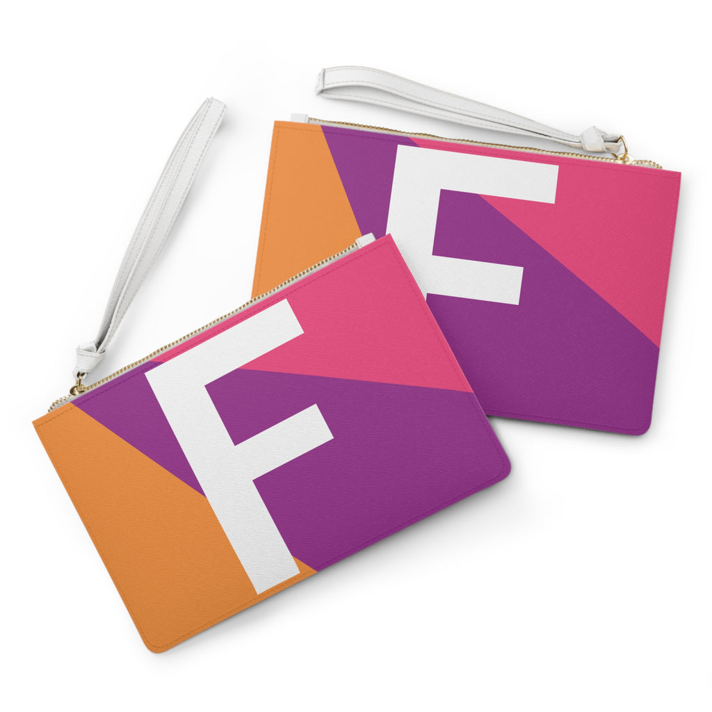 Monogram 'F' Colorblock Clutch Bag — Bold Geometric Wristlet for Everyday & Gifts