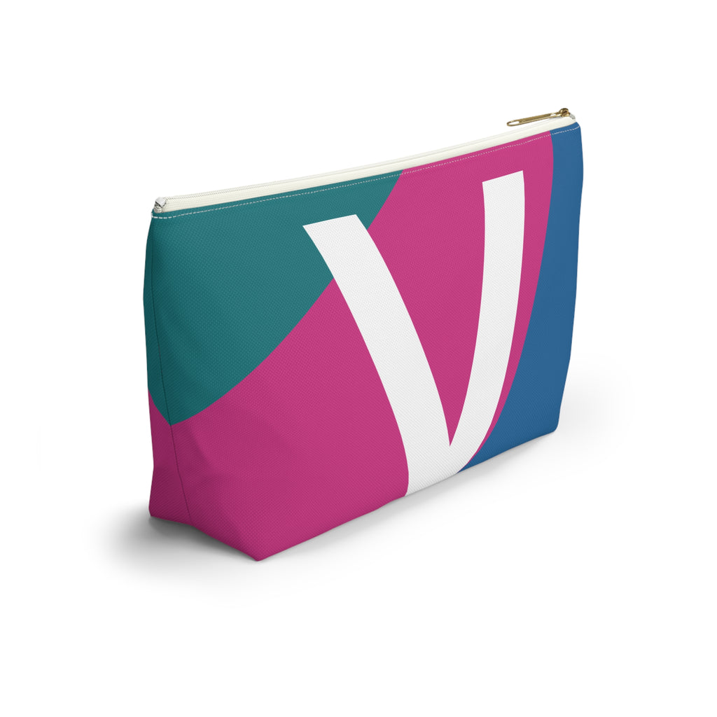 Initials Colorblock Accessory Pouch — Monogram V T-Bottom Cosmetic Bag