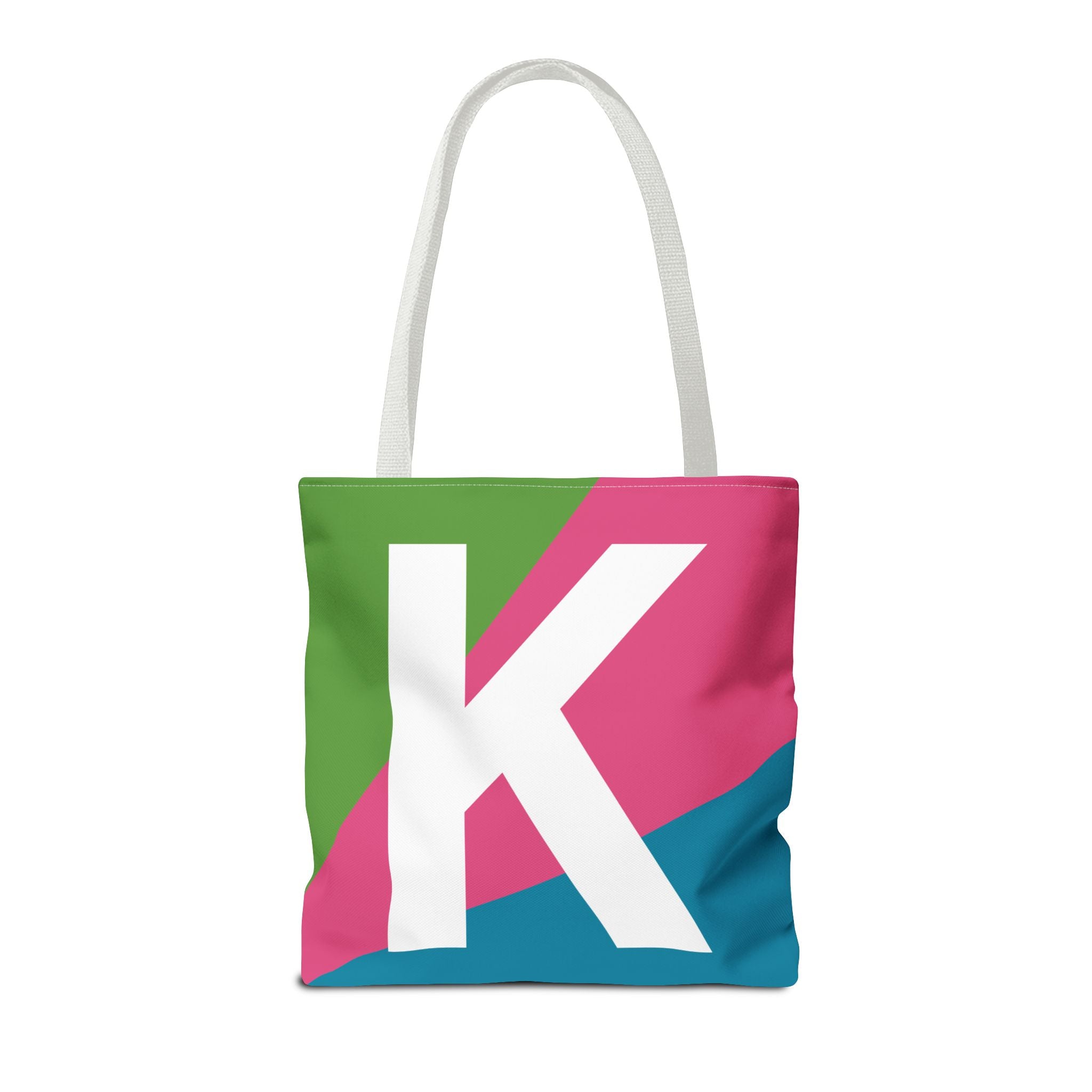 Monogram 'K' Colorblock Tote Bag — Personalized Initial K Shoulder Tote