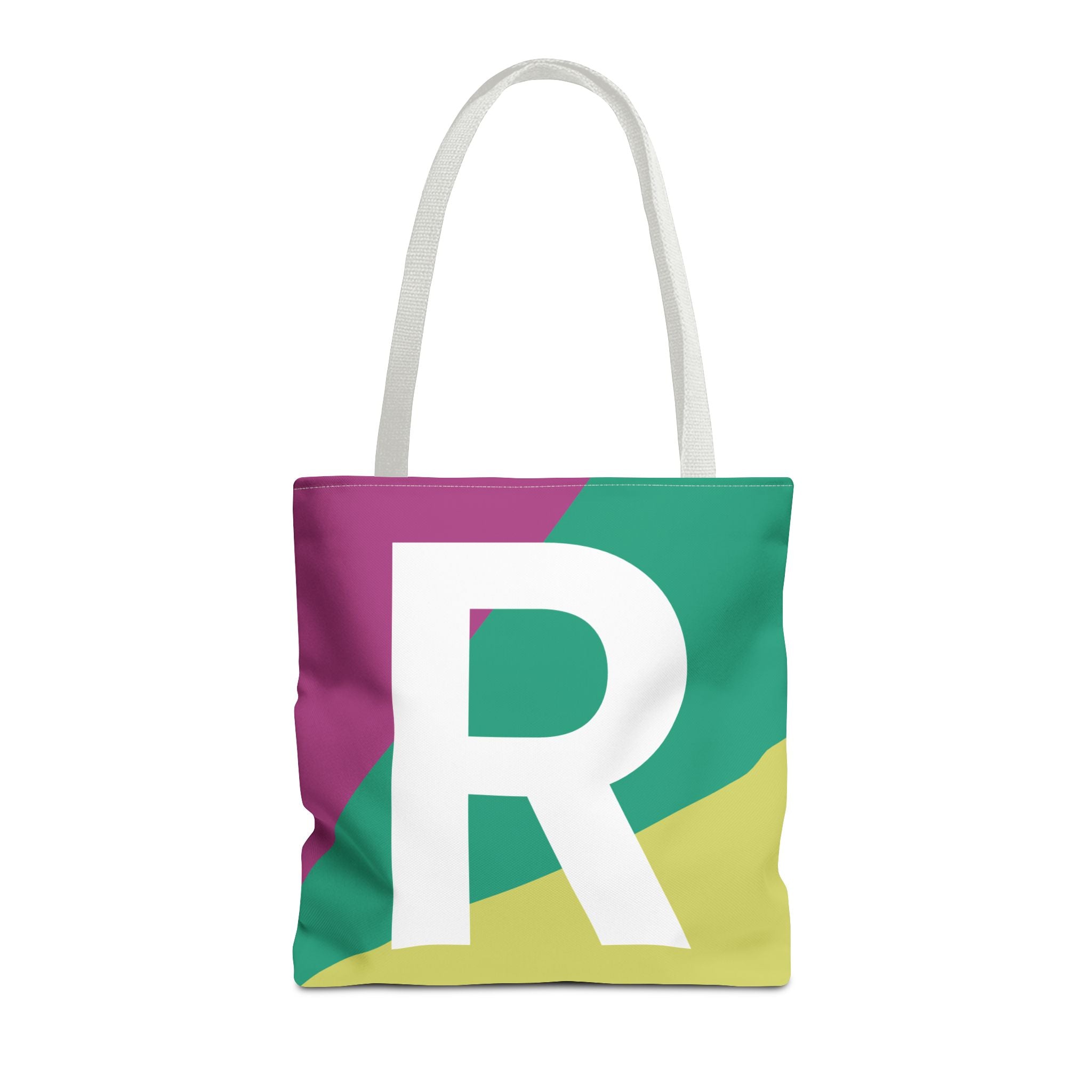 Monogram 'R' Colorblock Tote Bag — Personalized Initial R Shoulder Tote
