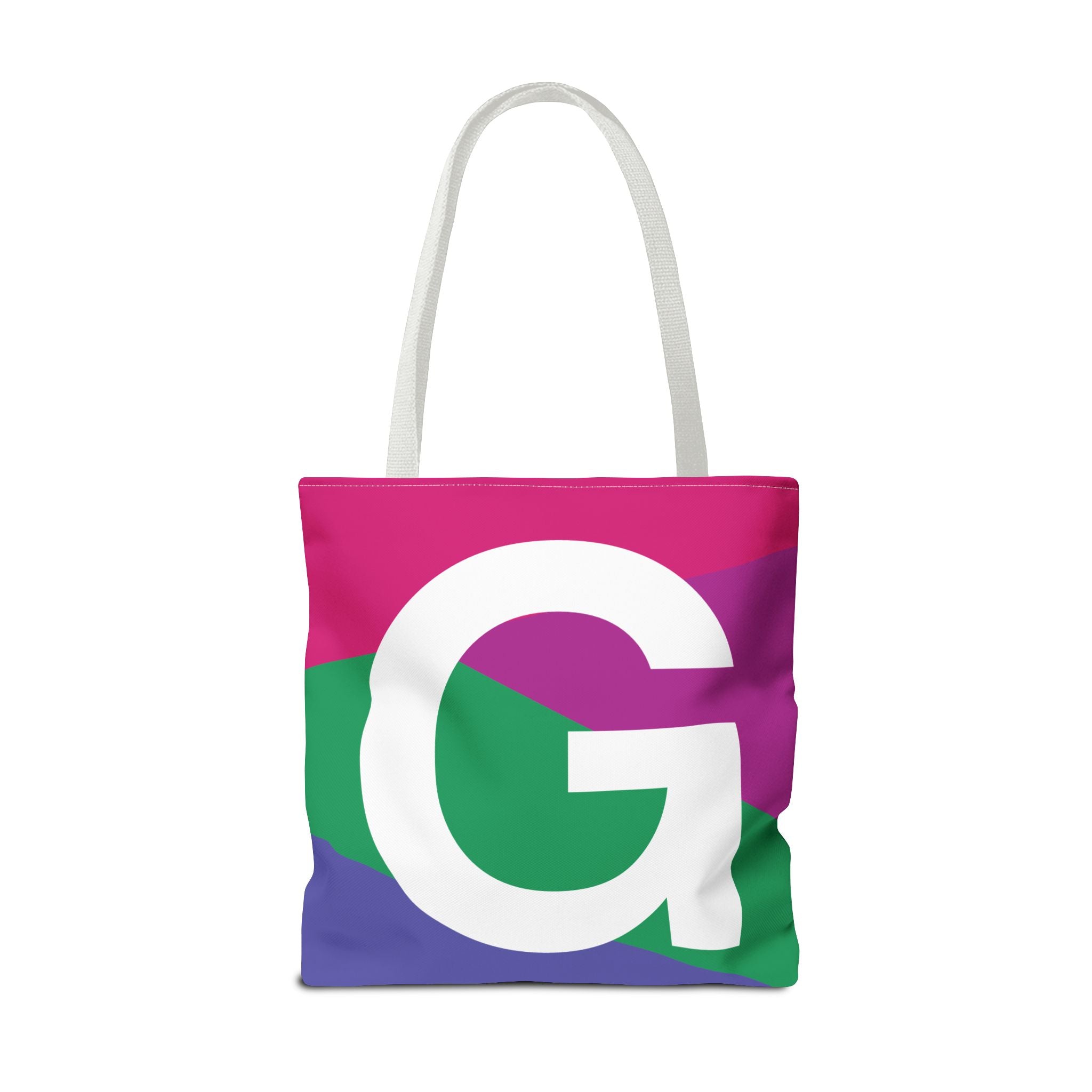 Monogram 'G' Colorblock Tote Bag — Personalized Initial G Shoulder Tote