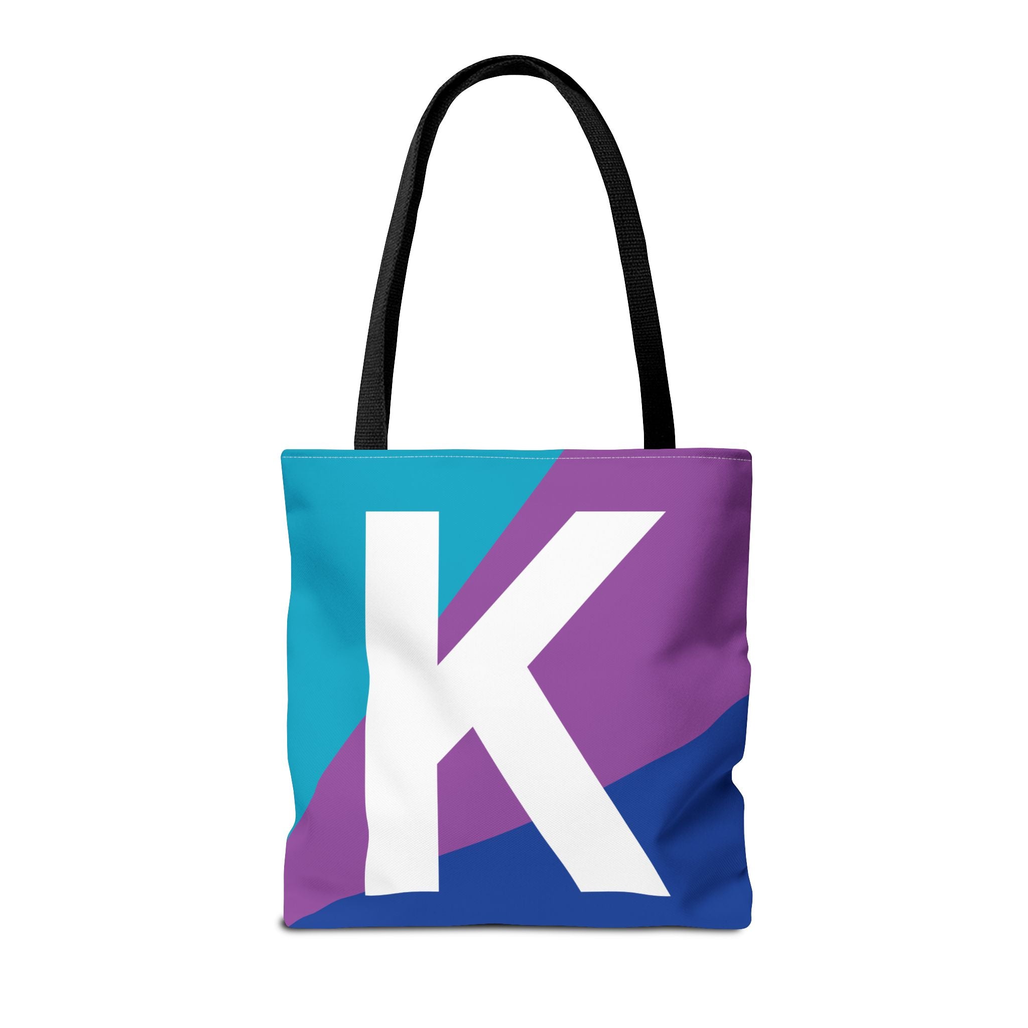 Monogram 'K' Colorblock Tote Bag — Personalized Initial K Shoulder Tote